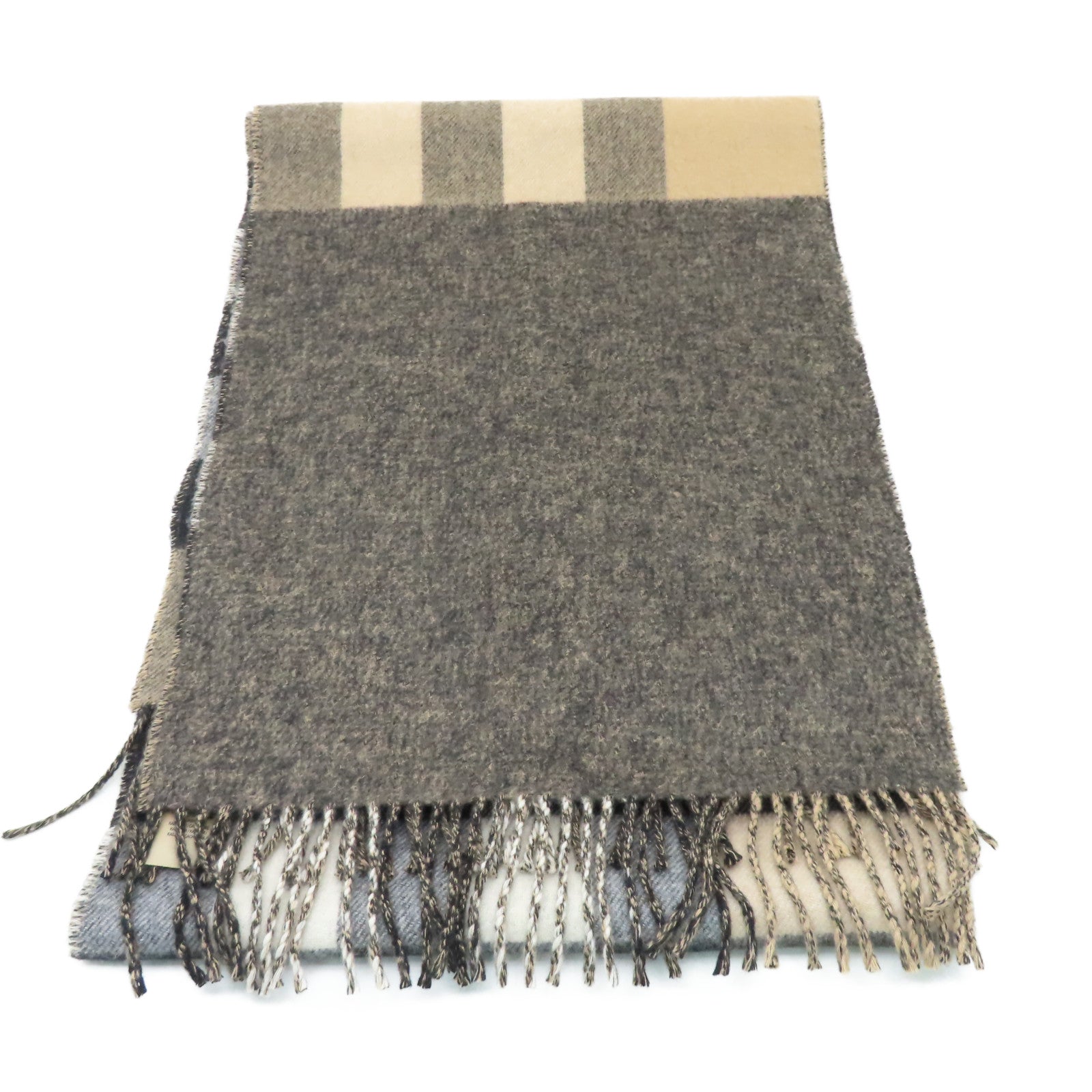 BURBERRY 羊絨Scarf圍巾啡色/卡其色