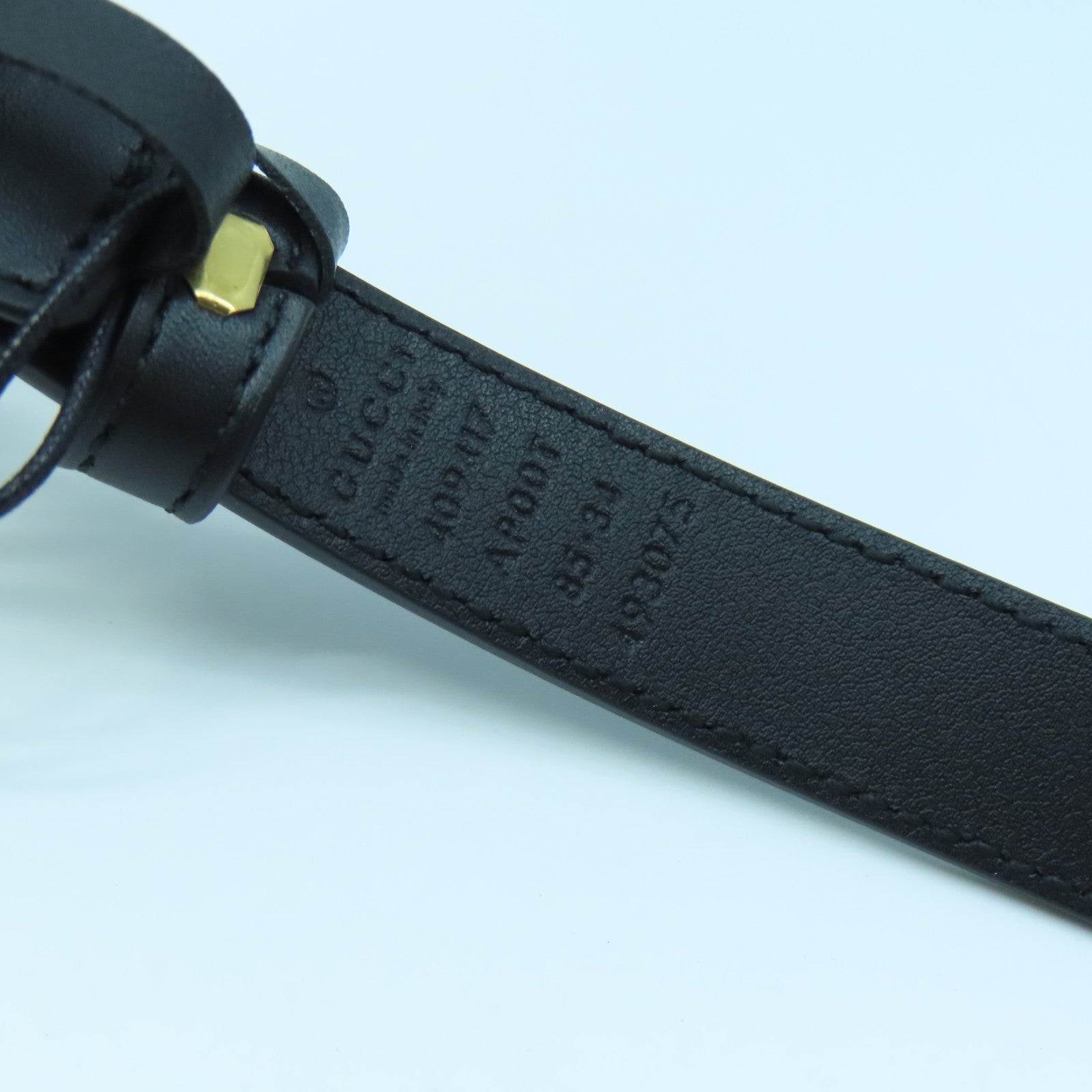 GUCCI Cowhide Leather Belt 85cm Gold Buckle Belt Black