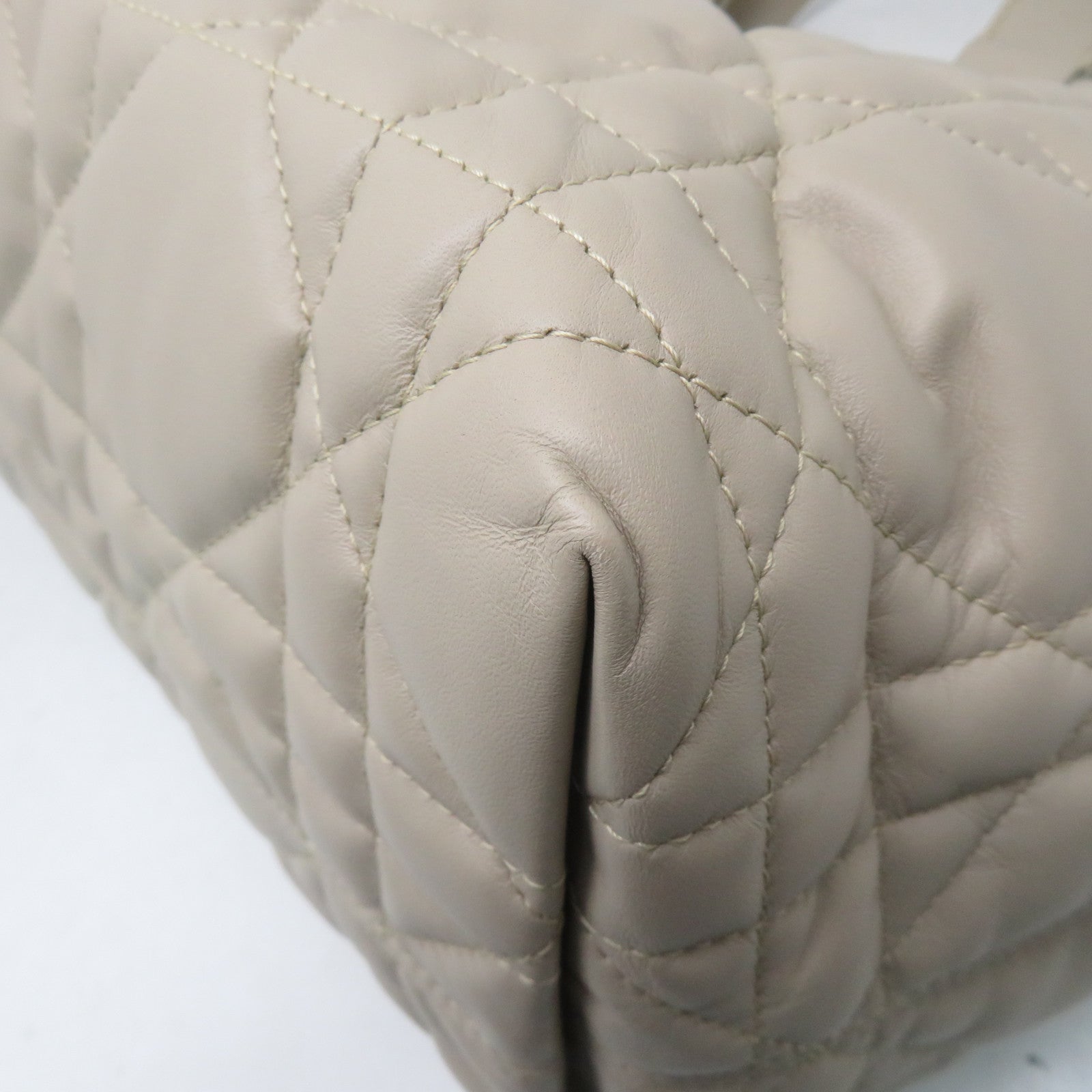 Dior 羊皮皮革Shoulder Bag金扣手挽肩背兩用袋米色