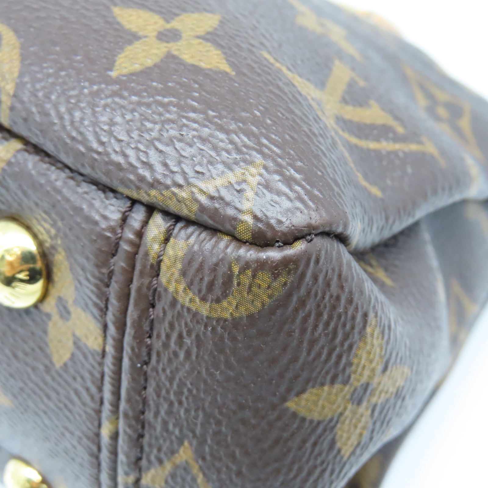 LOUIS VUITTON Monogram Pallas BB Gold Buckle Handle Shoulder Bag Brown/Red
