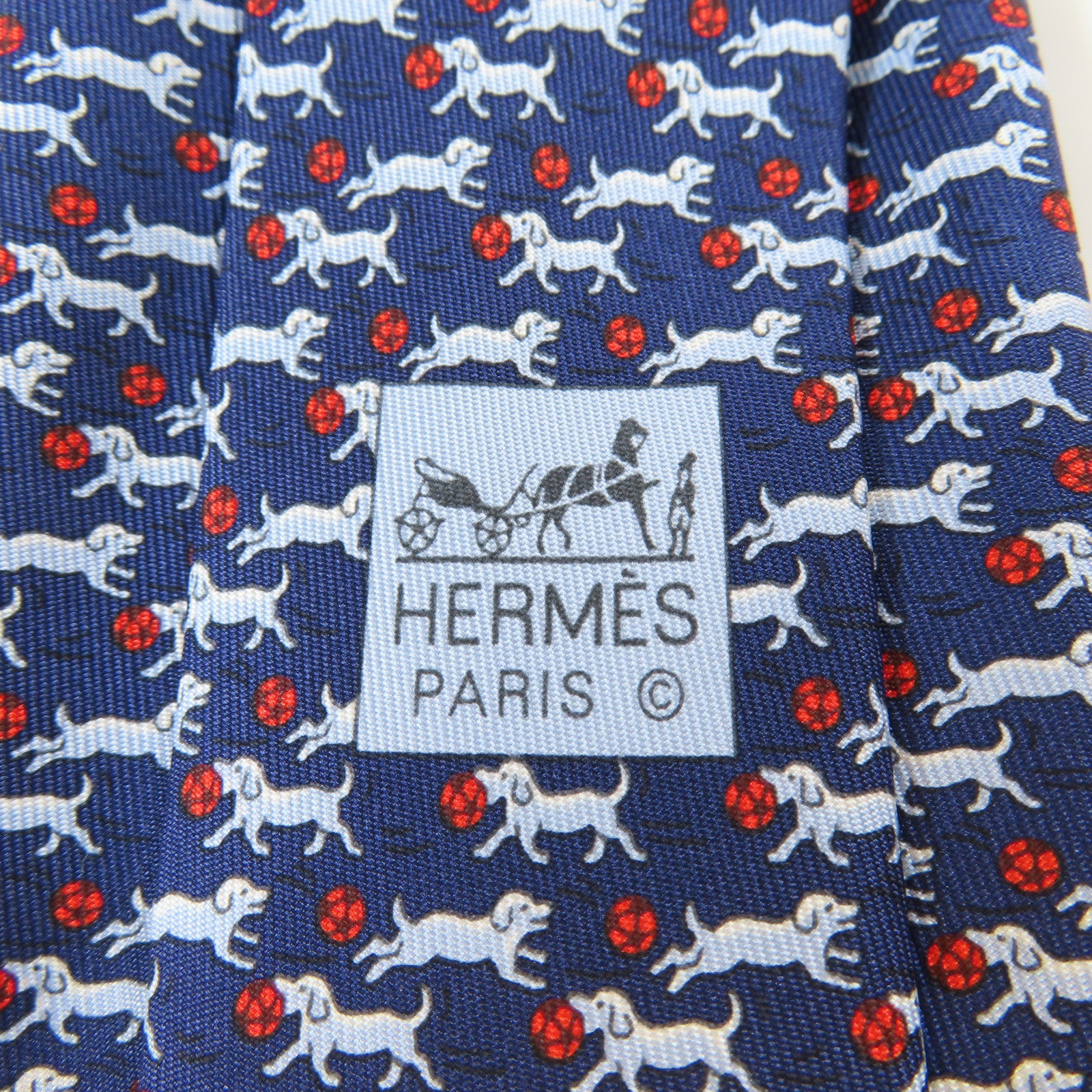 HERMES 絲質Necktie領帶藍色/紅色