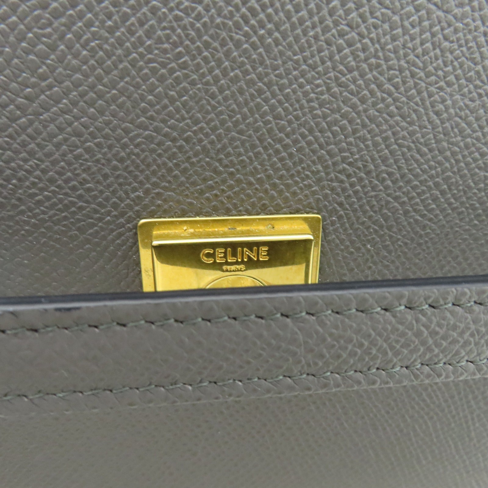 CELINE 牛皮皮革Micro Belt Bag金扣手挽肩背兩用袋灰色