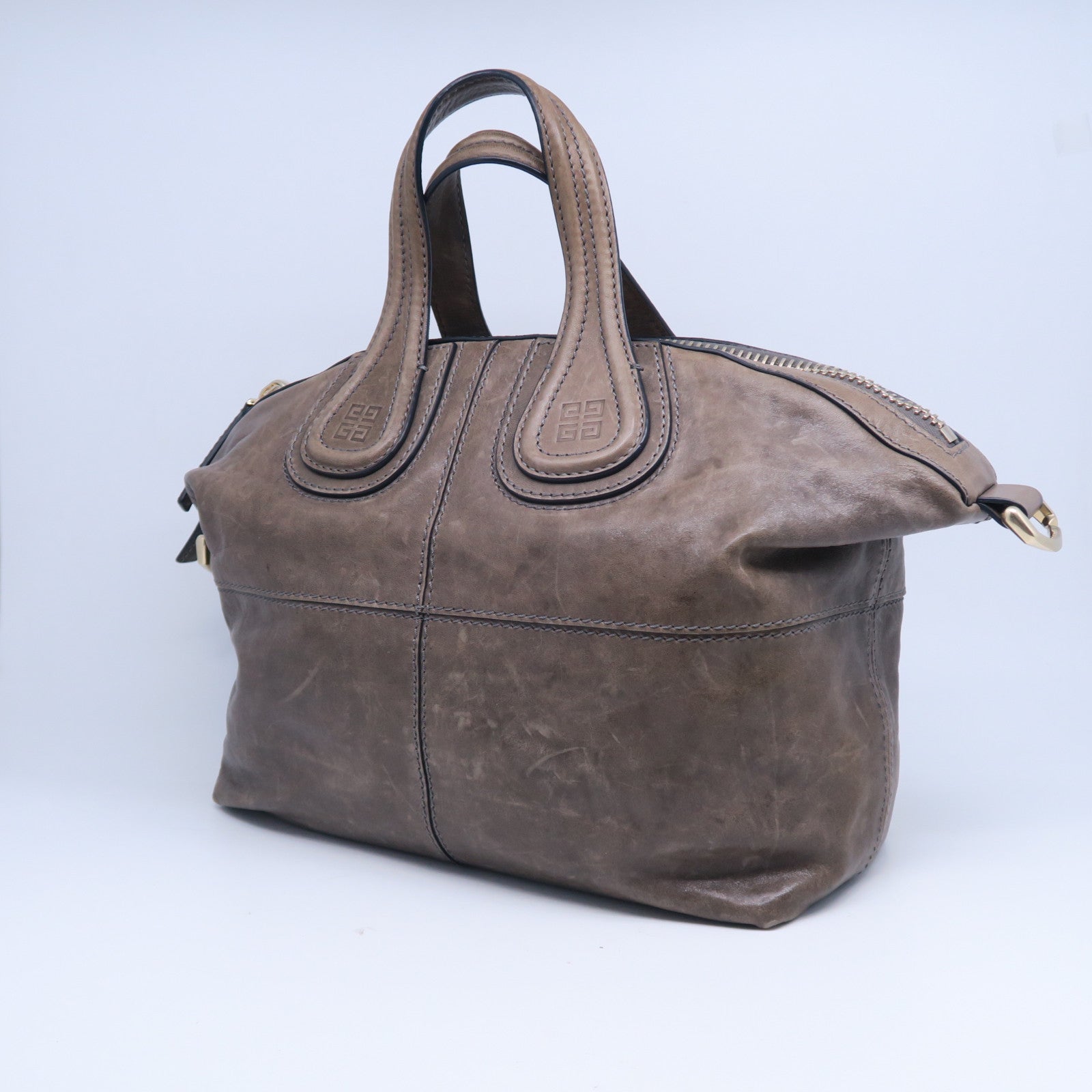 GIVENCHY 牛皮皮革2 Way Shoulder Bag金扣手挽肩背兩用袋啡色