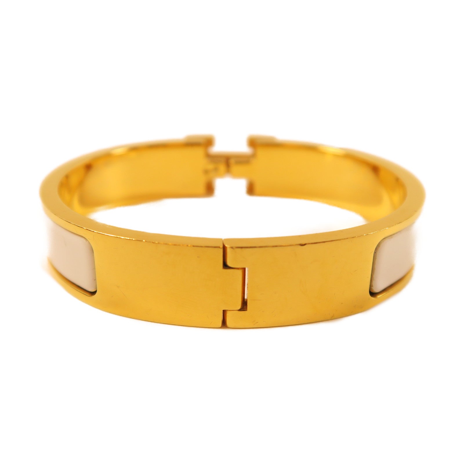 HERMES 金屬Clic H Bracelet手鐲白色/金色