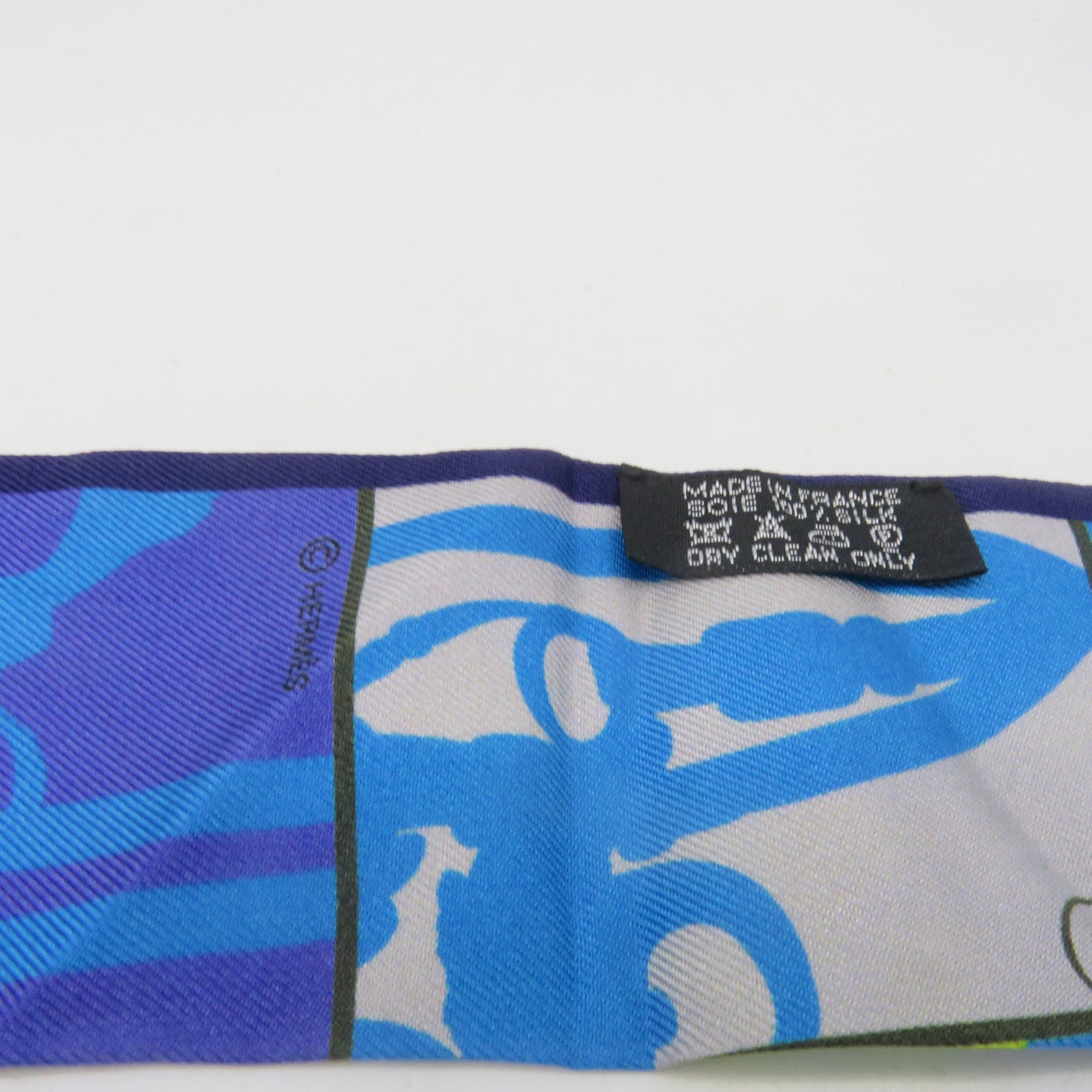 HERMES 絲質Twilly Scarf絲巾藍色/綠色/彩色