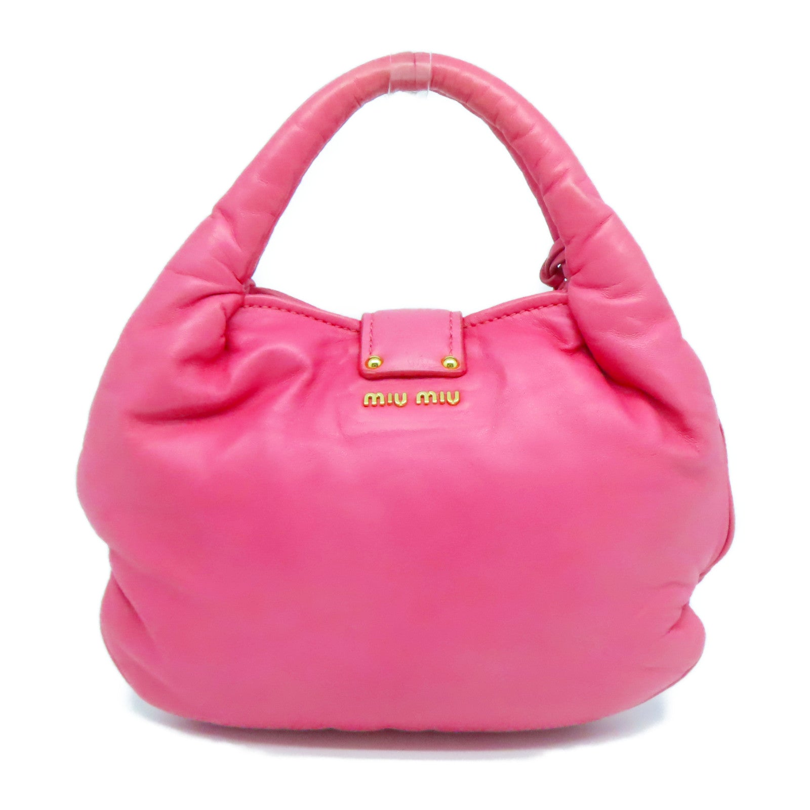 Miu Miu 羊皮皮革Hand Bag金扣手挽袋粉紅色