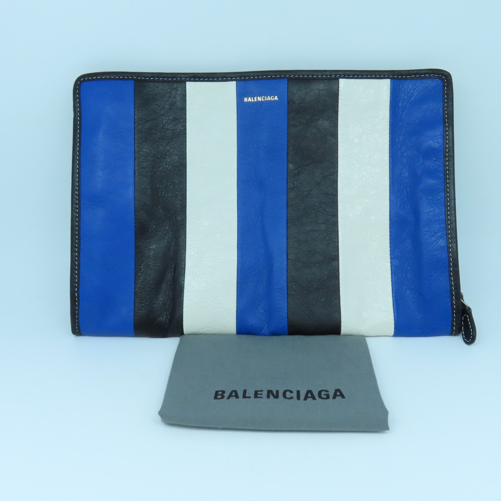 BALENCIAGA 牛皮皮革Clutch Bag銀扣手拿包黑色/藍色/白色