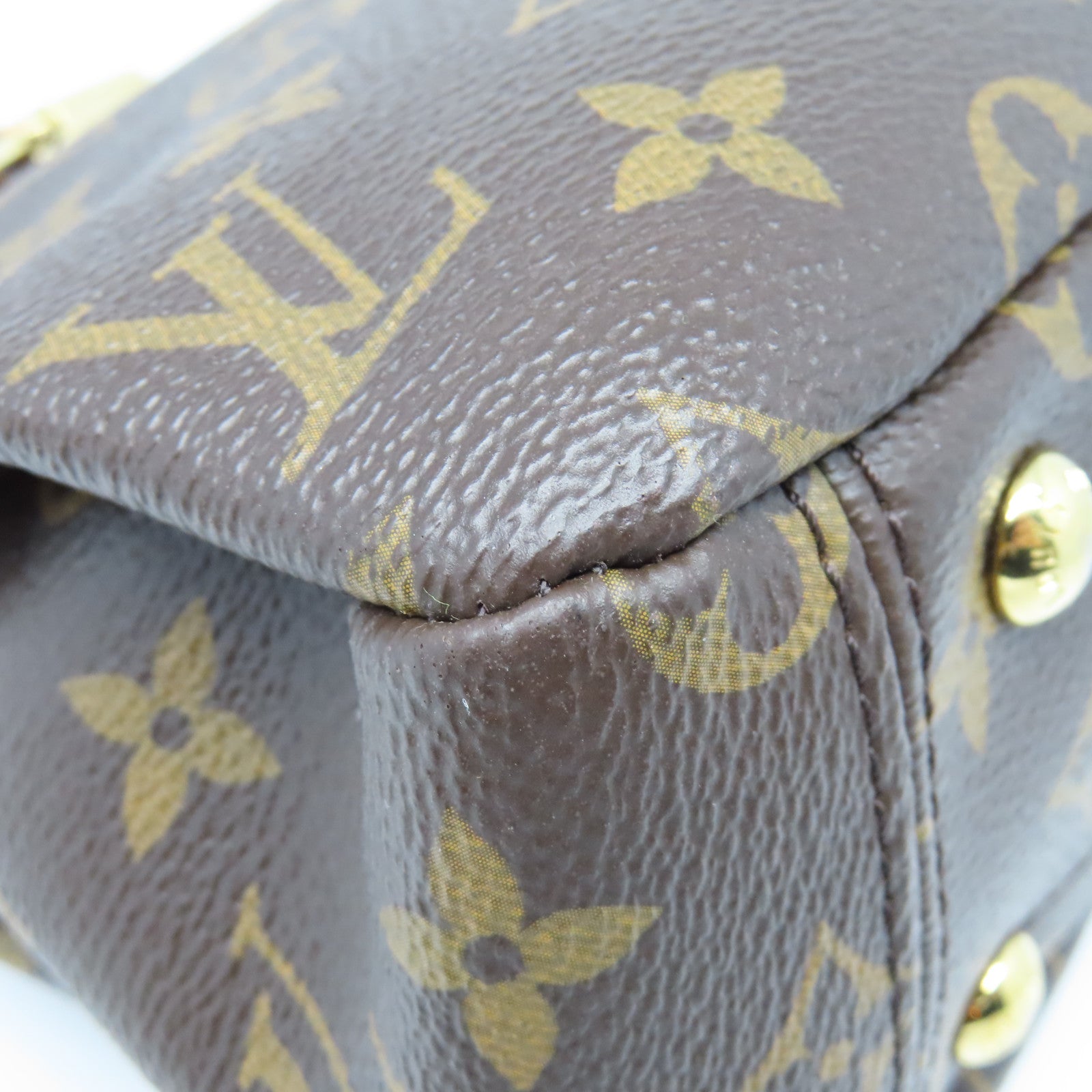 LOUIS VUITTON Monogram Pallas BB Gold Buckle Handle Shoulder Bag Brown/Red