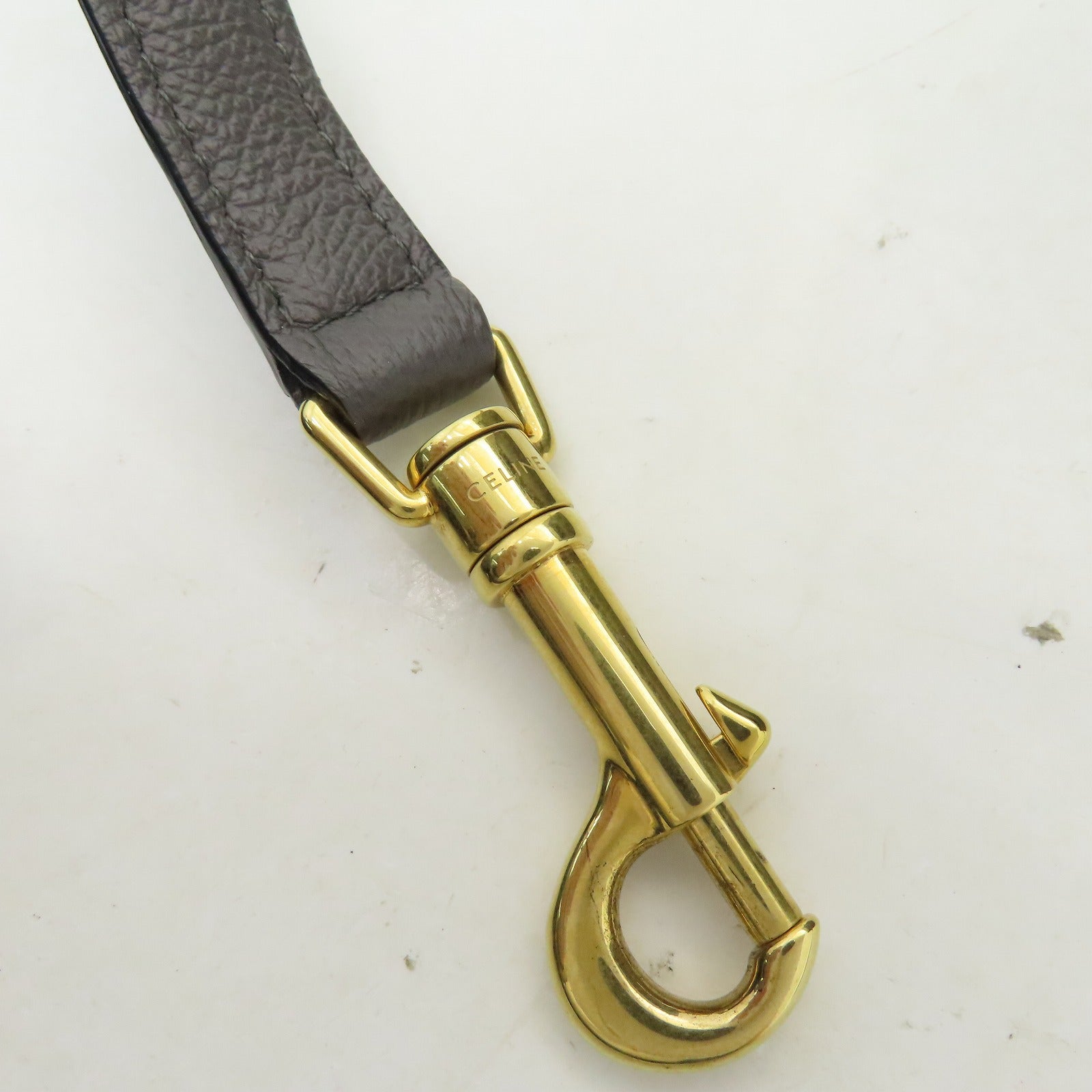 CELINE 牛皮皮革Micro Belt Bag金扣手挽肩背兩用袋灰色