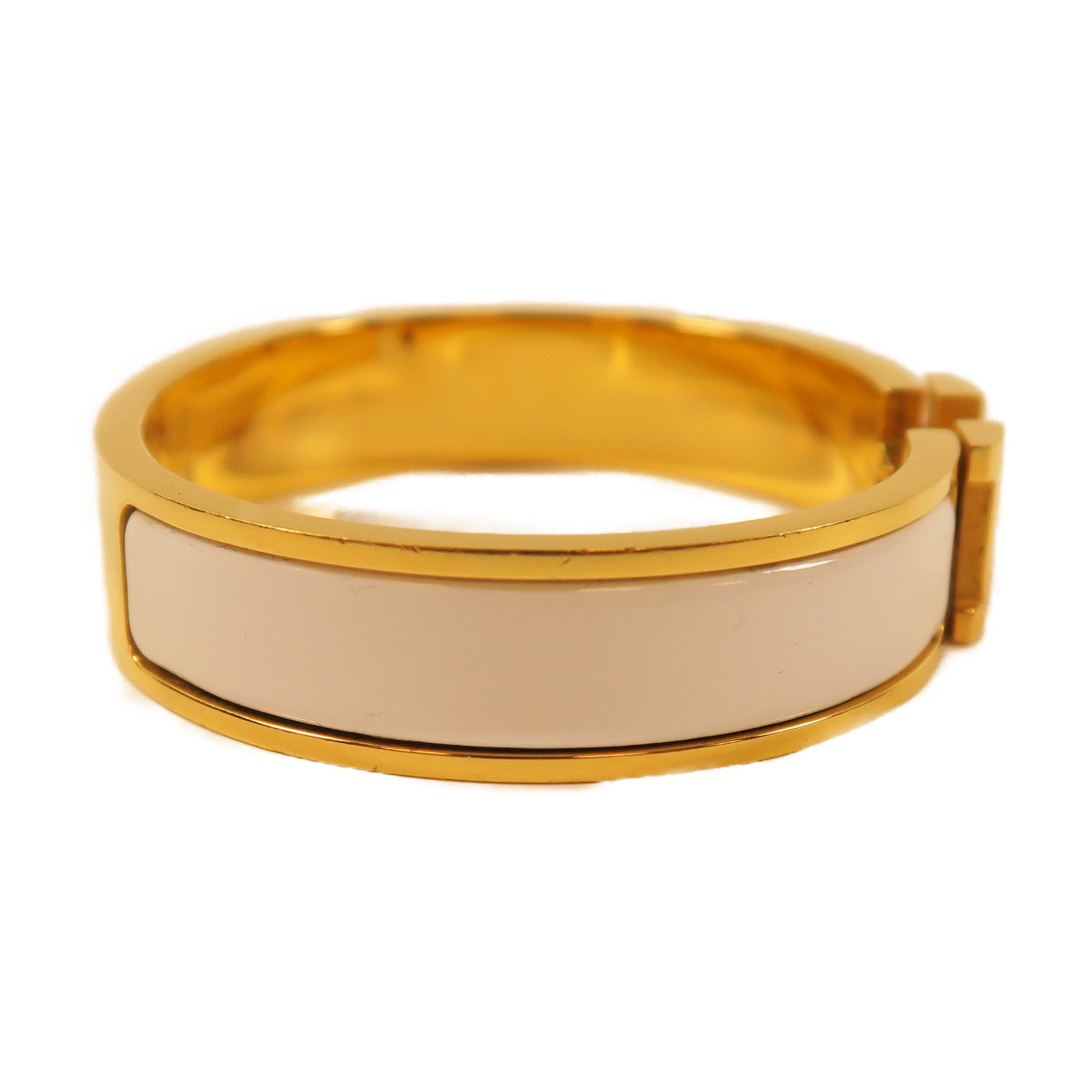 HERMES 金屬Clic H Bracelet手鐲白色/金色