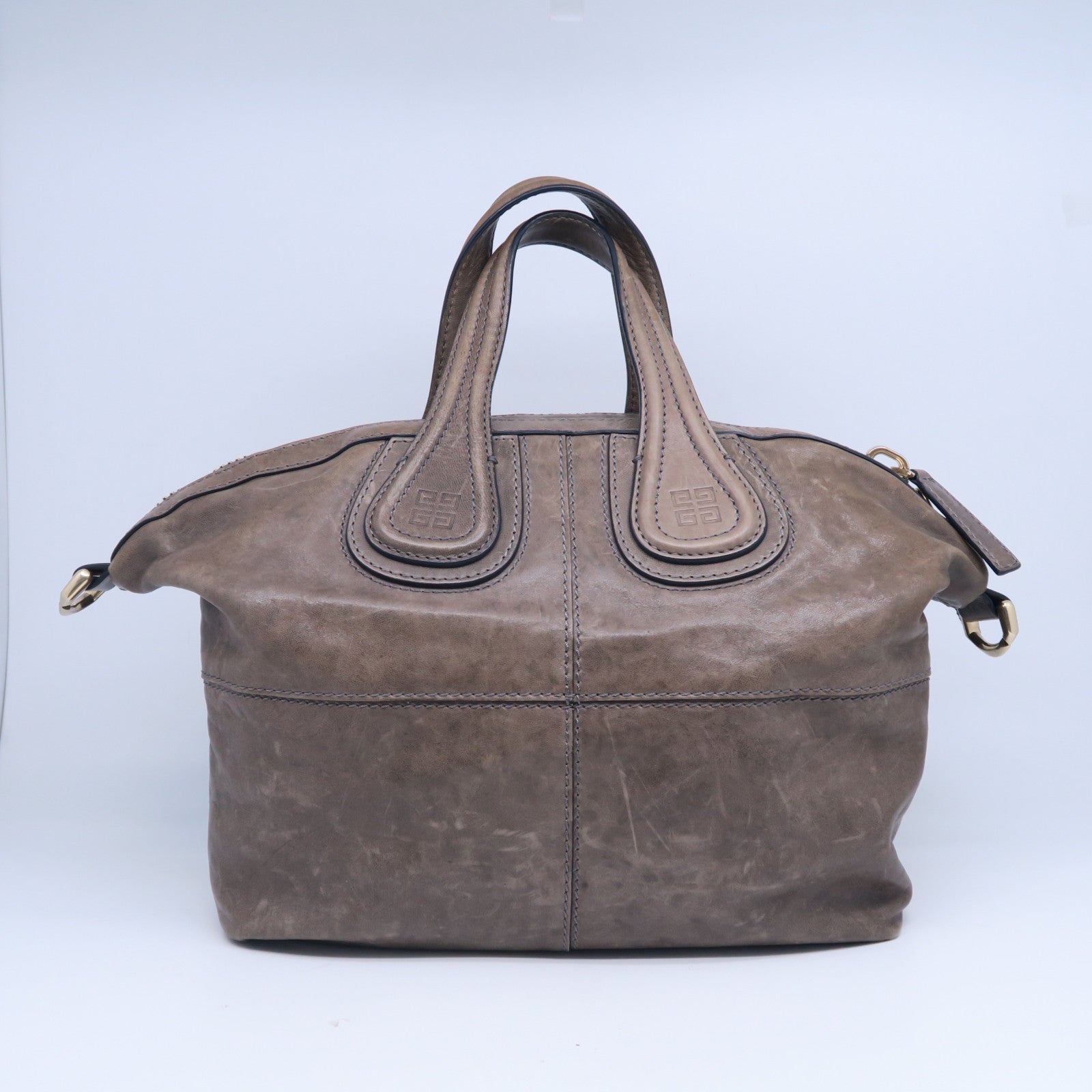 GIVENCHY 牛皮皮革2 Way Shoulder Bag金扣手挽肩背兩用袋啡色