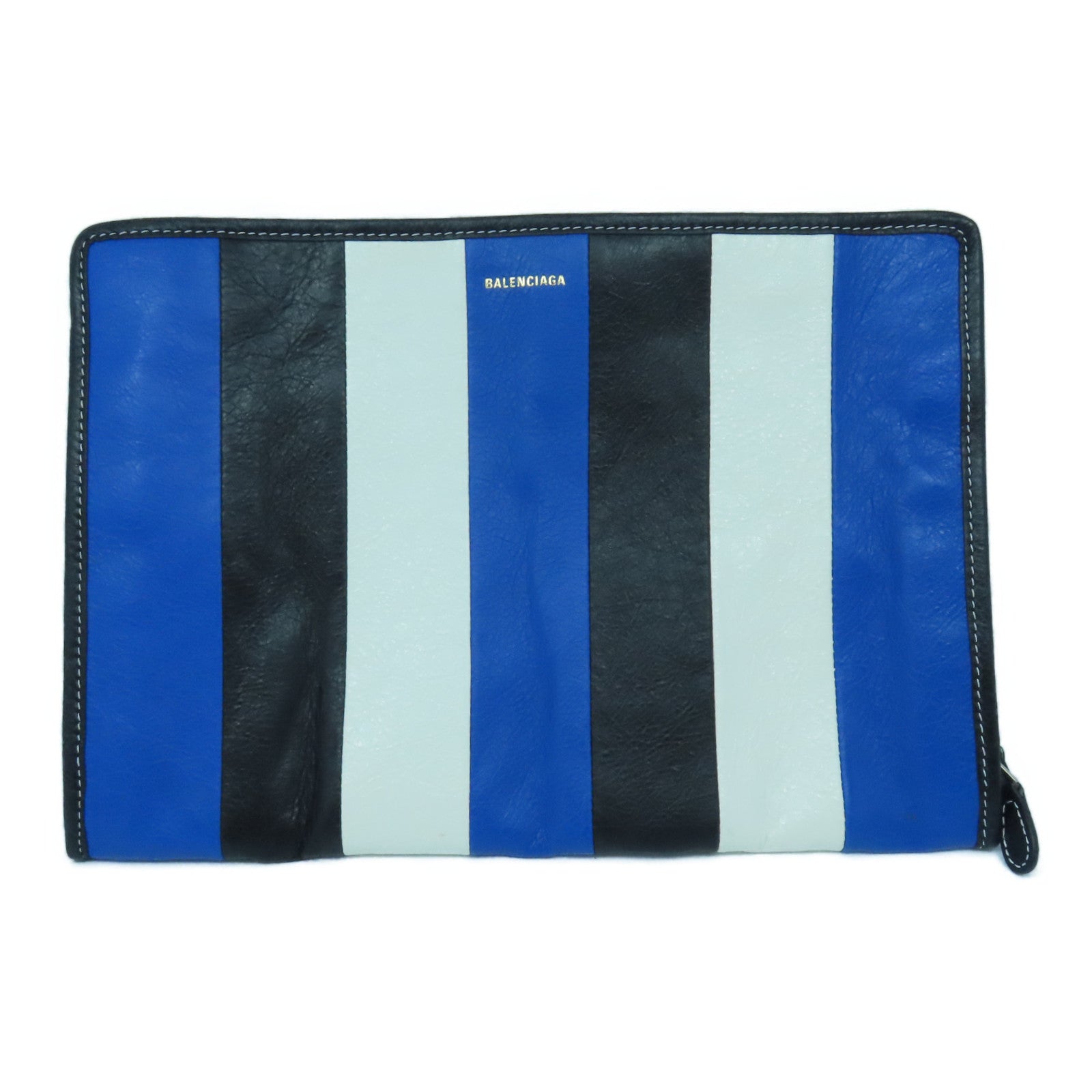 BALENCIAGA 牛皮皮革Clutch Bag銀扣手拿包黑色/藍色/白色