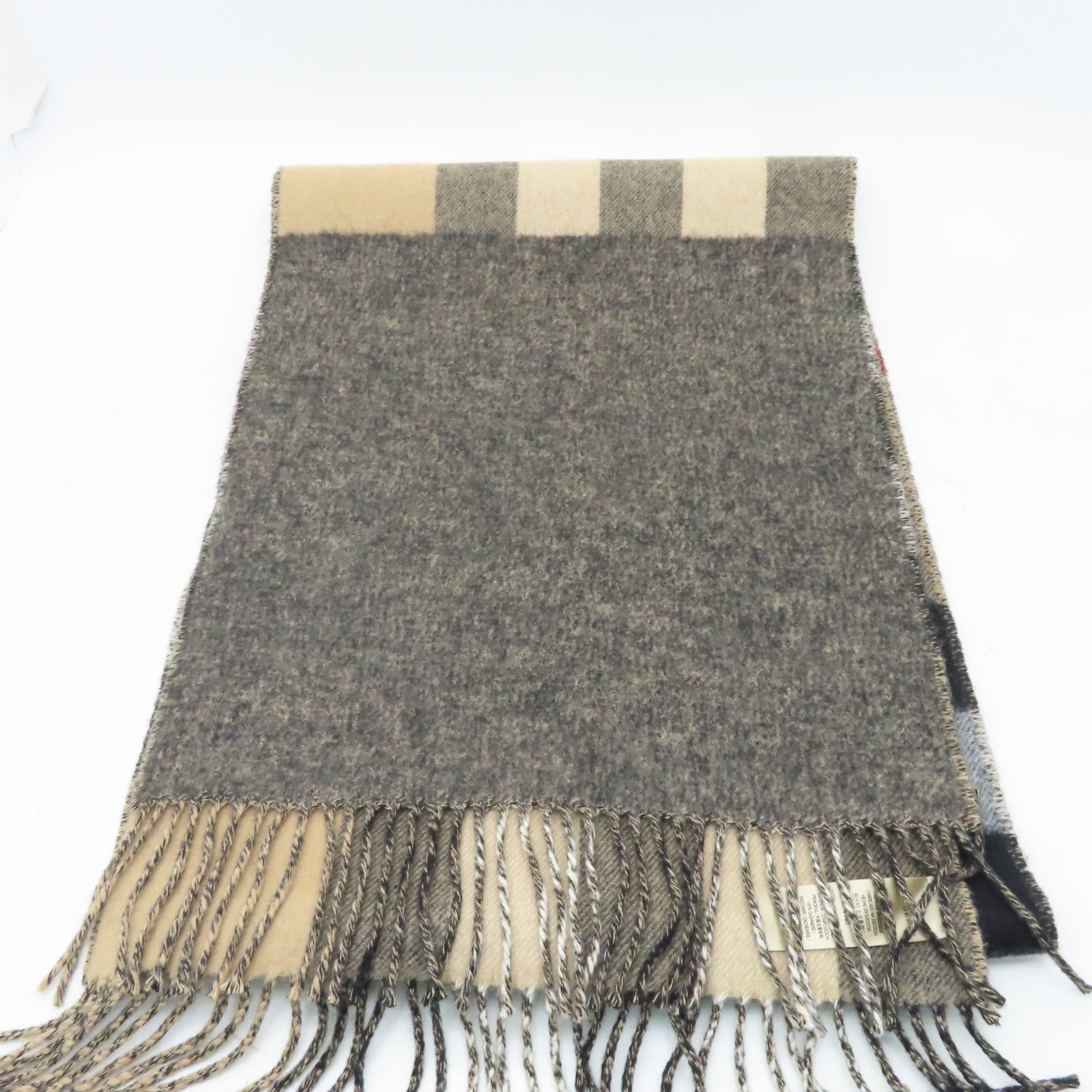 BURBERRY 羊絨Scarf圍巾啡色/卡其色