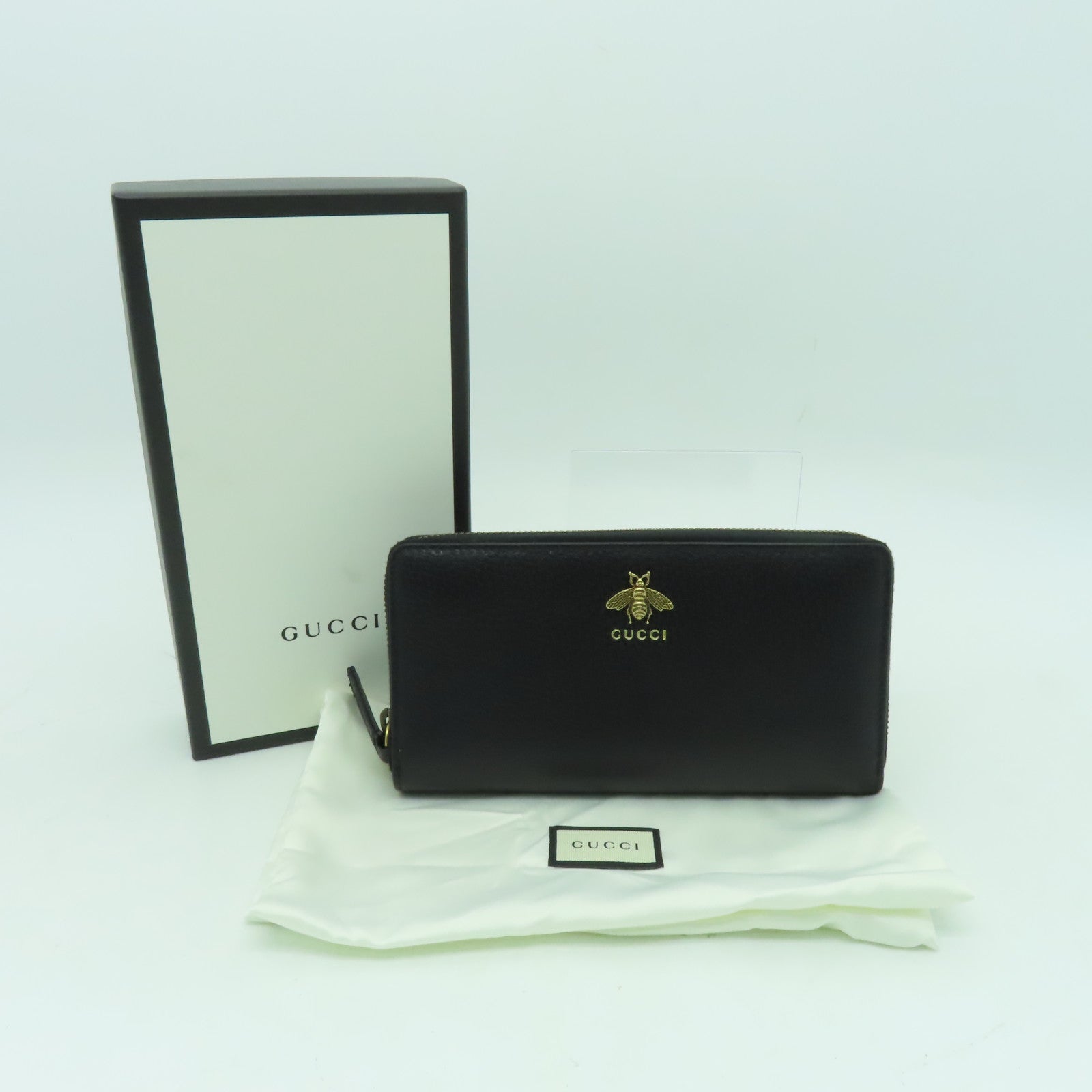 GUCCI 牛皮皮革Long Wallet金扣長錢包黑色