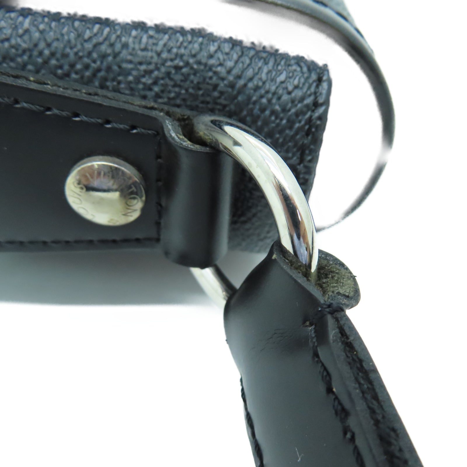LOUIS VUITTON Damier Graphite Daniel MM銀扣肩背袋黑色