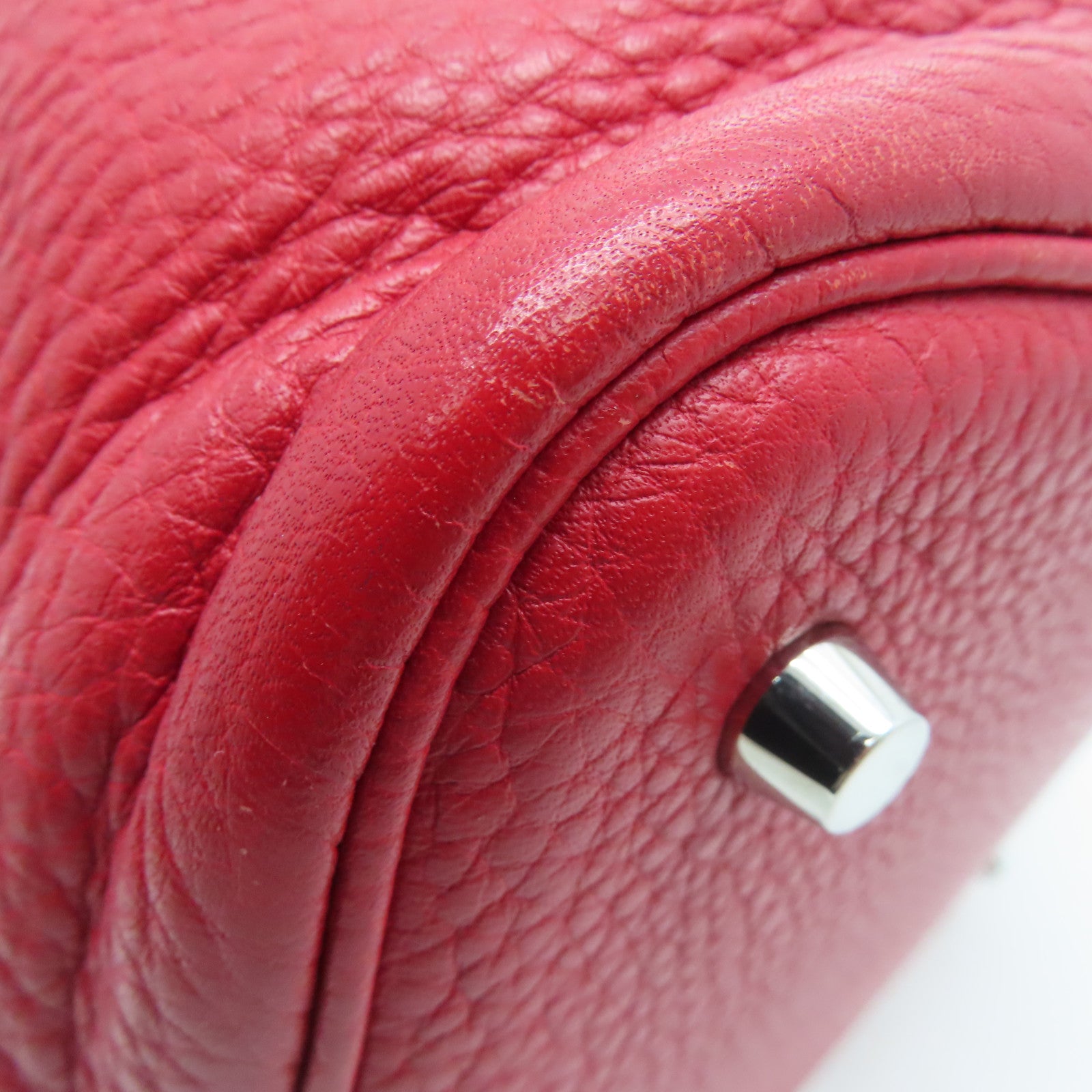 HERMES 【激减优惠】Clemence皮革Picotin MM银扣手挽袋Rouge Casaque（Q5）/红色