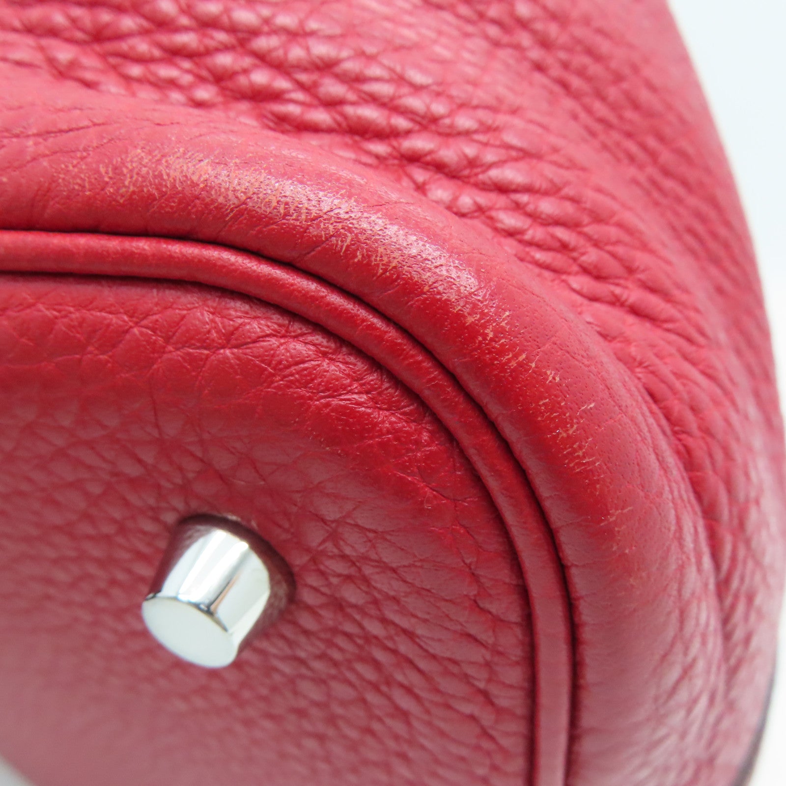 HERMES 【激减优惠】Clemence皮革Picotin MM银扣手挽袋Rouge Casaque（Q5）/红色