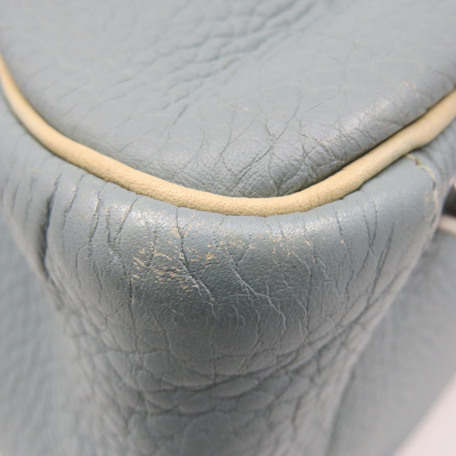 HERMES Clemence皮革Lindy 30 Shoulder Bag银扣肩背袋Ciel/Parchemin米白色/蓝色