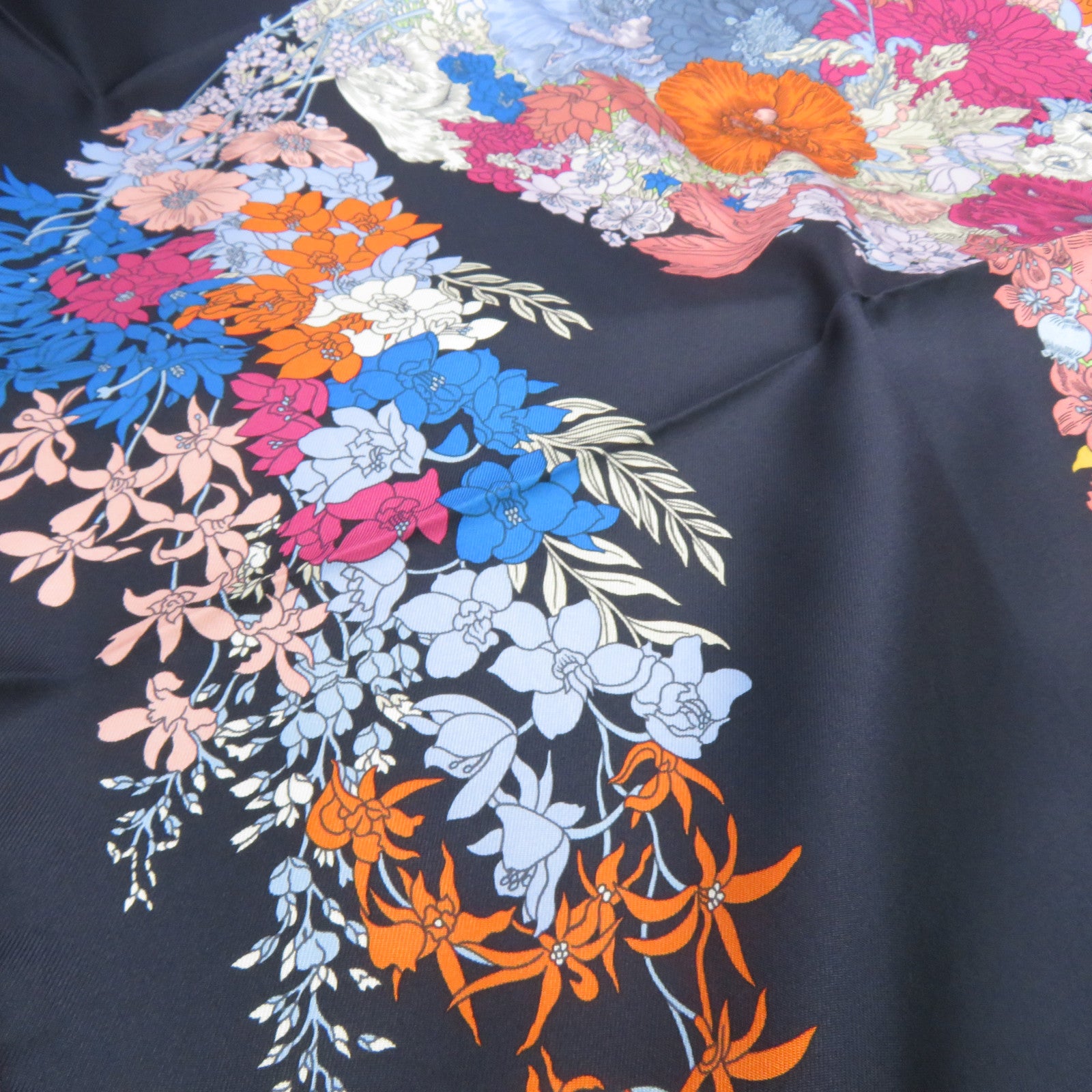HERMES 絲質Scarf絲巾藍色