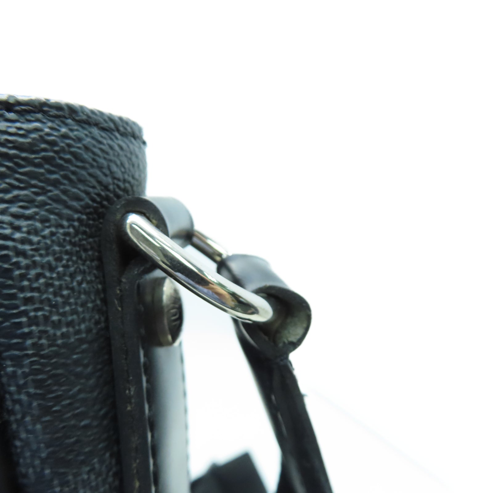 LOUIS VUITTON Damier Graphite Daniel MM銀扣肩背袋黑色