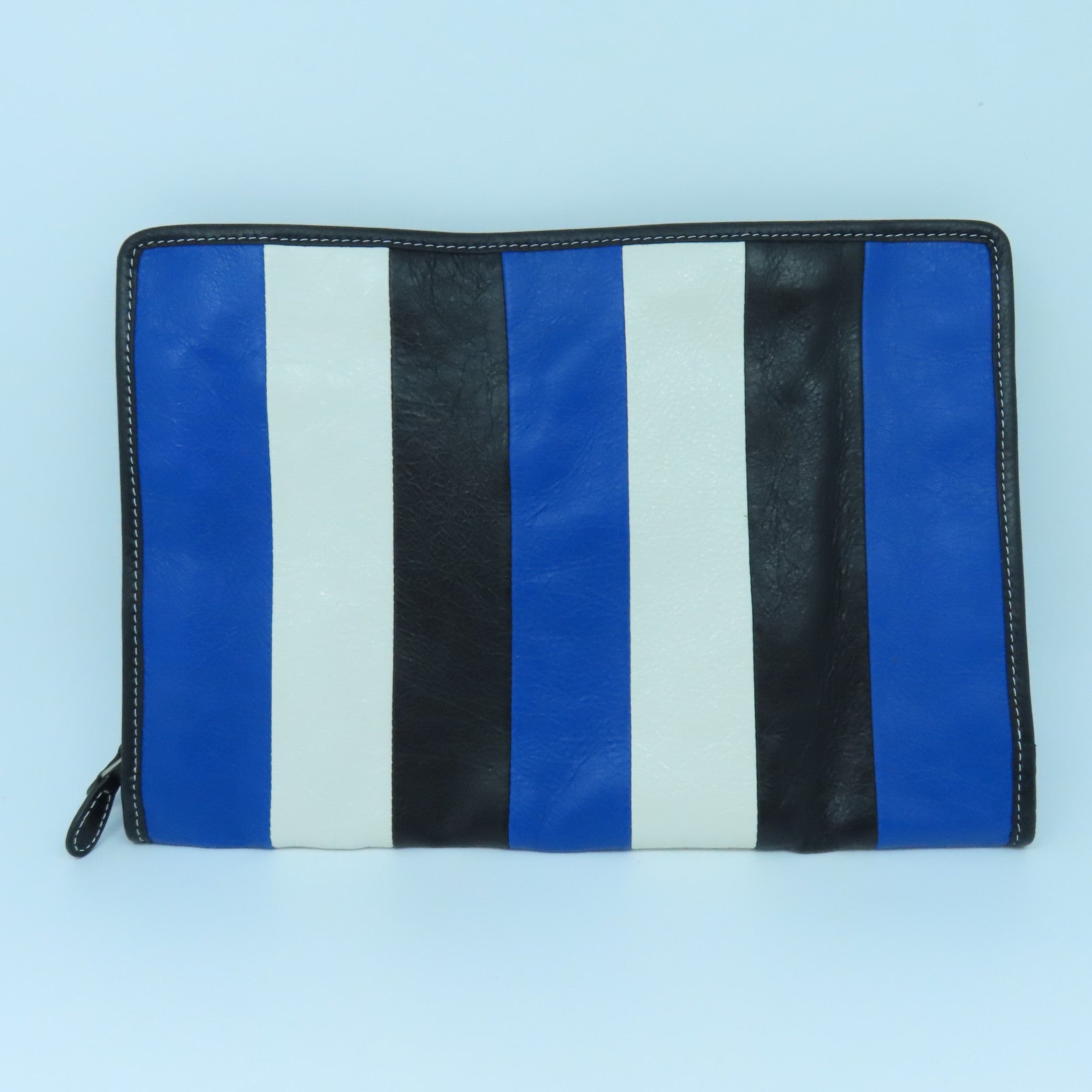 BALENCIAGA 牛皮皮革Clutch Bag銀扣手拿包黑色/藍色/白色