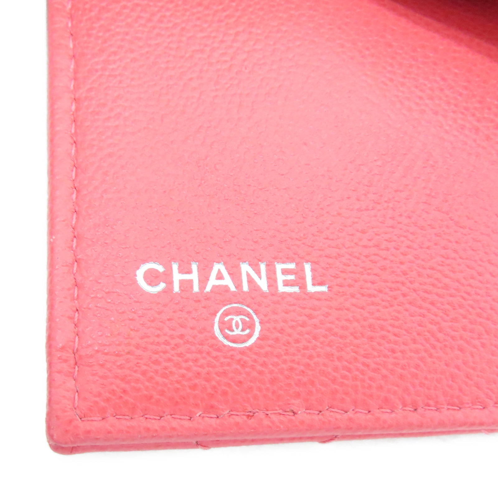 CHANEL 菱格牛皮皮革Wallet银扣钱包粉红色