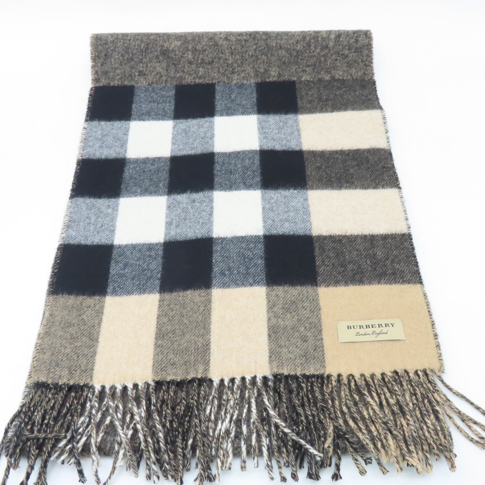 BURBERRY 羊絨Scarf圍巾啡色/卡其色
