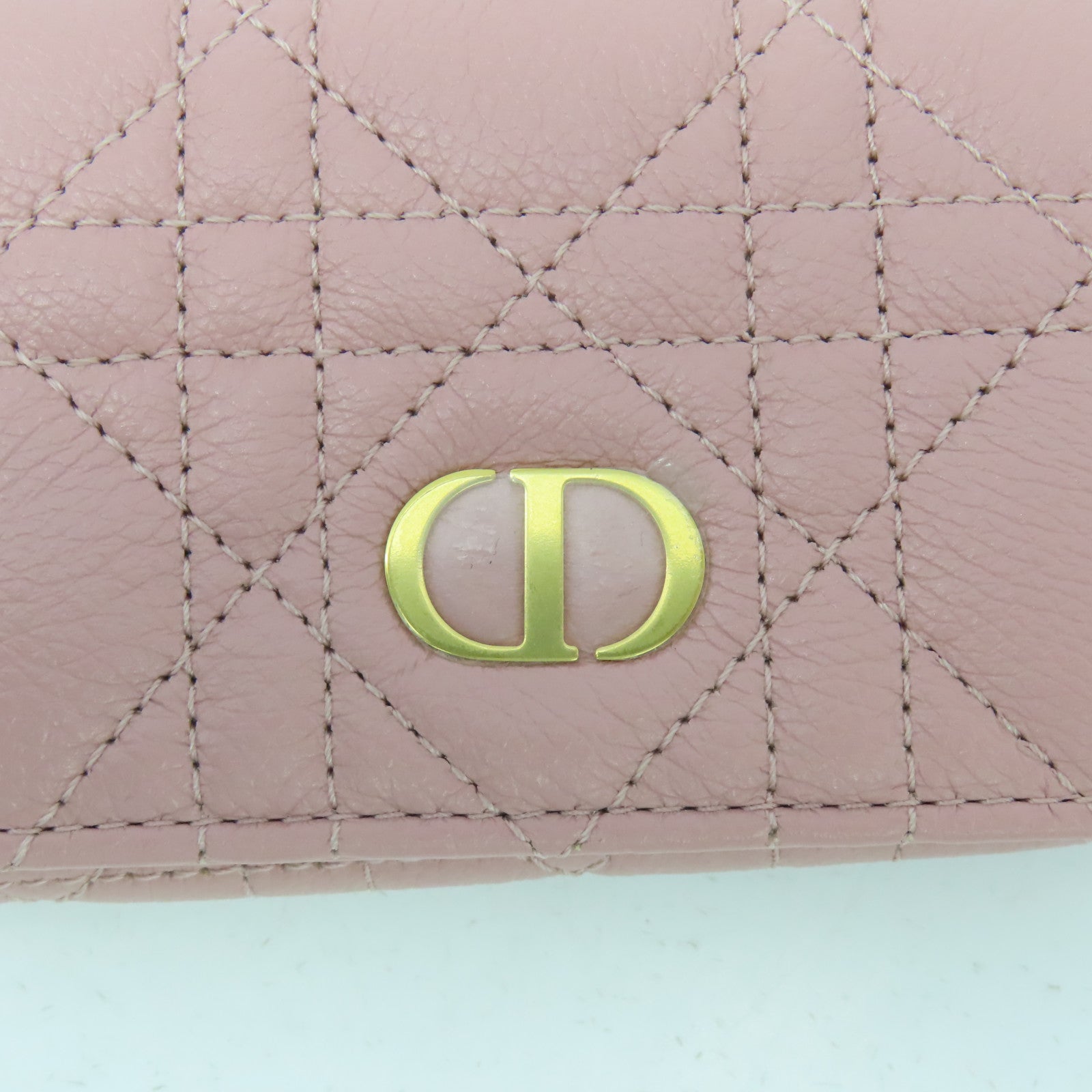 Dior 牛皮皮革Caro XS Wallet金扣錢包粉紅色