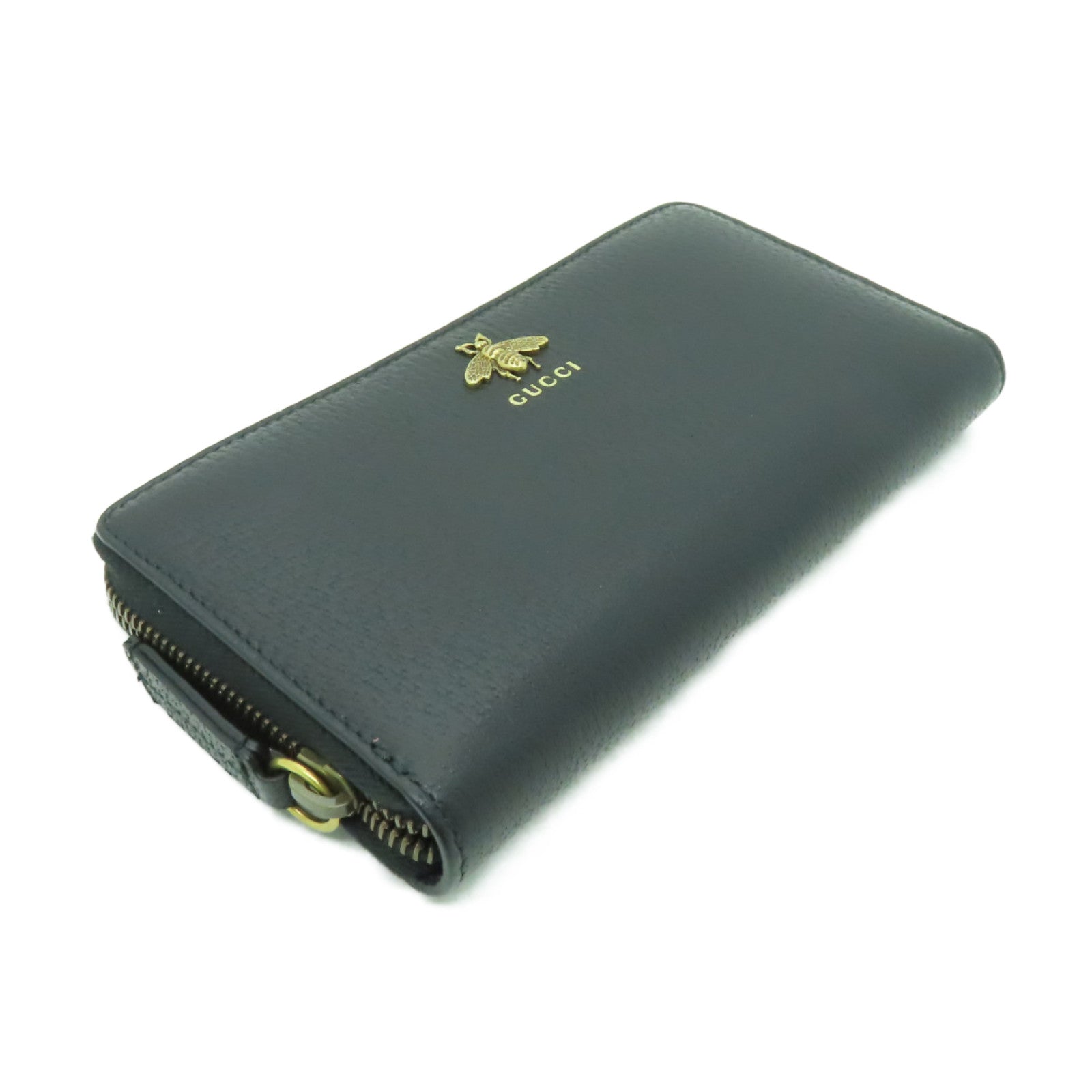 GUCCI 牛皮皮革Long Wallet金扣長錢包黑色