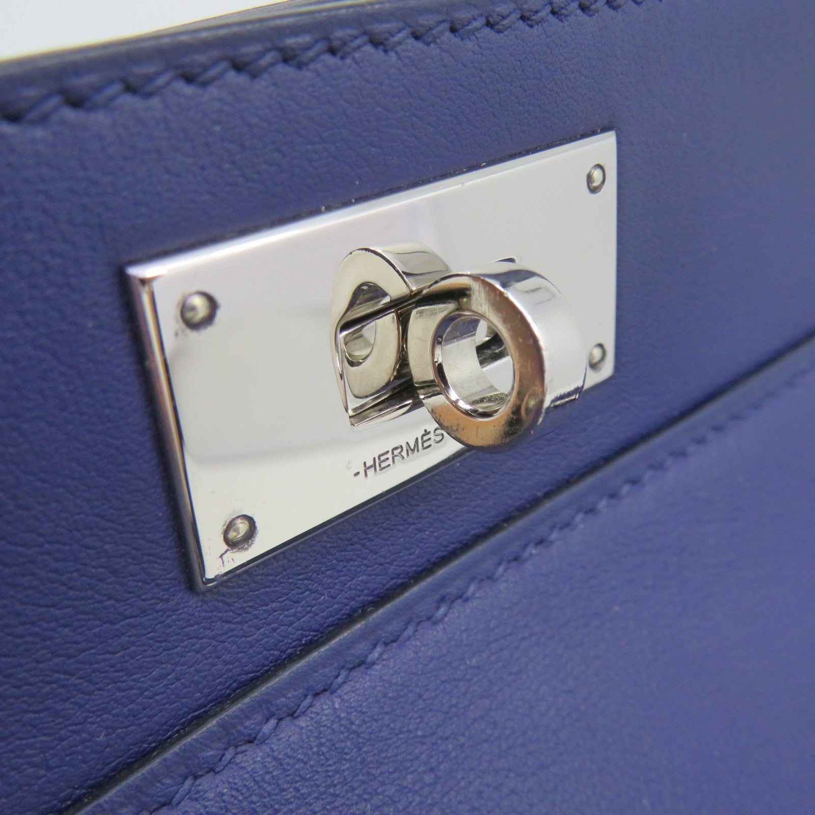 HERMES Swift皮革Toolbox 20 2Way Shoulder Bag银扣手挽肩背两用袋Bleu Zellige蓝紫色