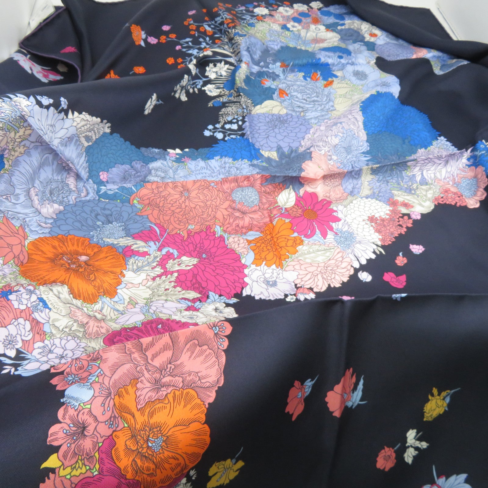 HERMES 絲質Scarf絲巾藍色