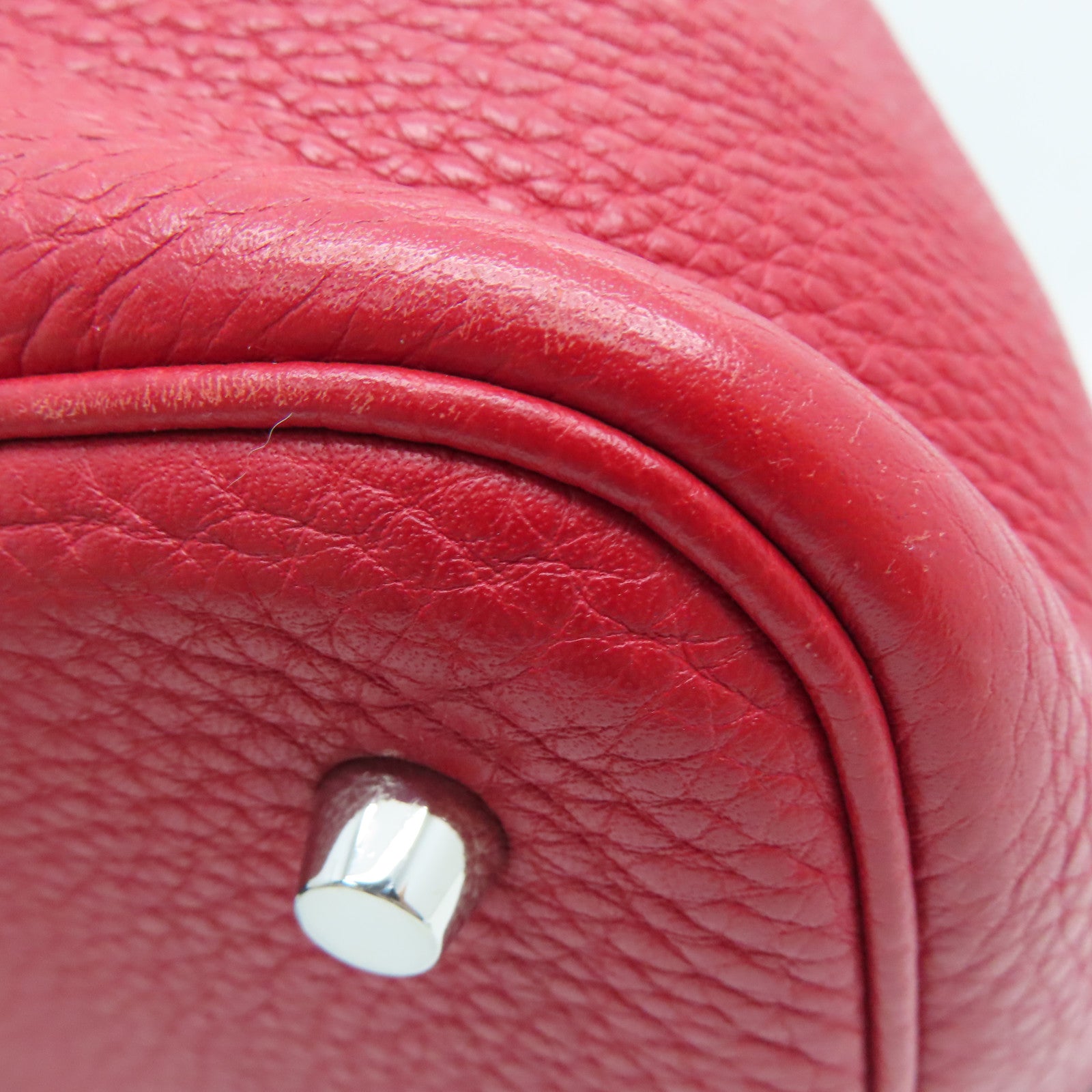 HERMES 【激减优惠】Clemence皮革Picotin MM银扣手挽袋Rouge Casaque（Q5）/红色