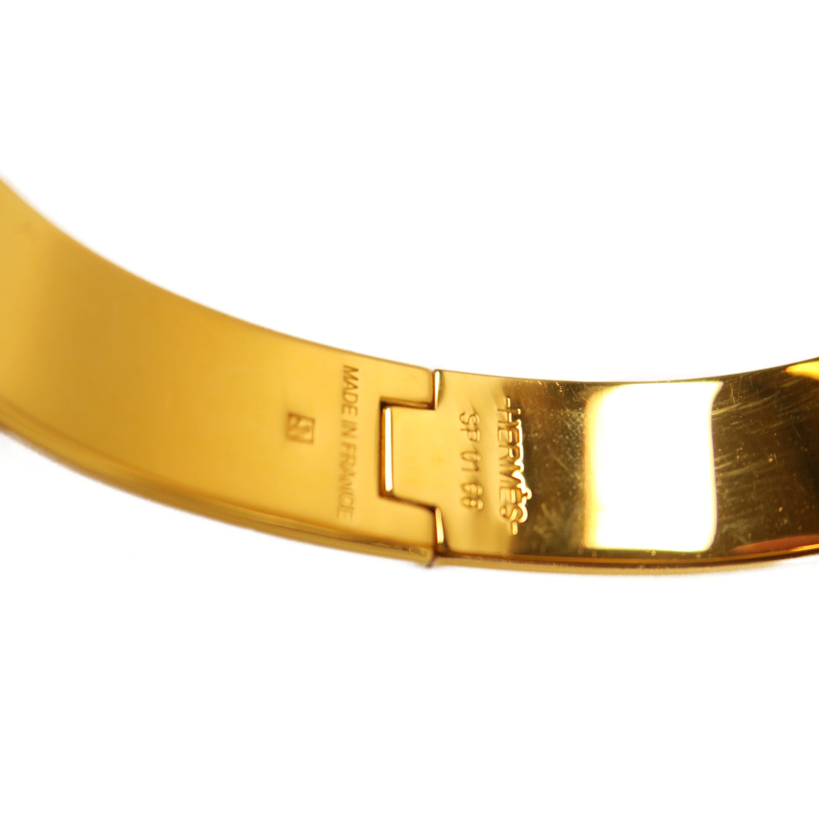 HERMES 金屬Clic H Bracelet手鐲白色/金色