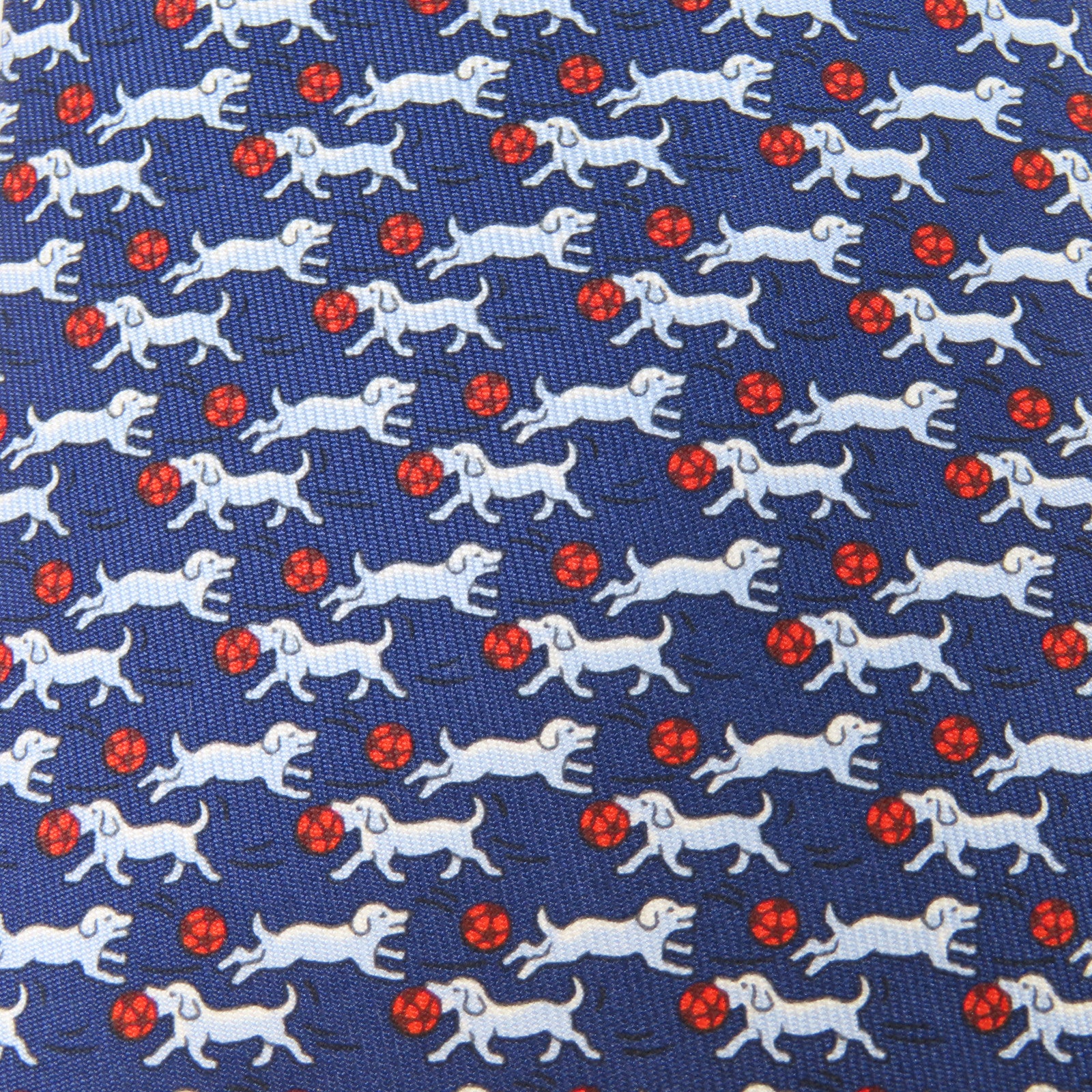 HERMES 絲質Necktie領帶藍色/紅色