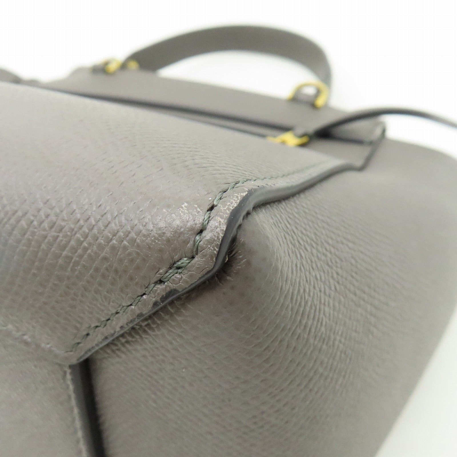 CELINE 牛皮皮革Micro Belt Bag金扣手挽肩背兩用袋灰色