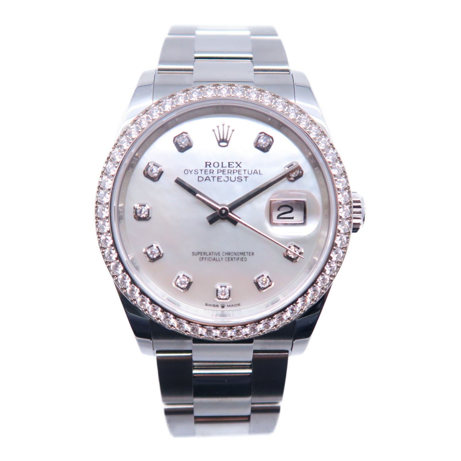 ROLEX 18K白金Datejust不鏽鋼自動機芯手錶白色