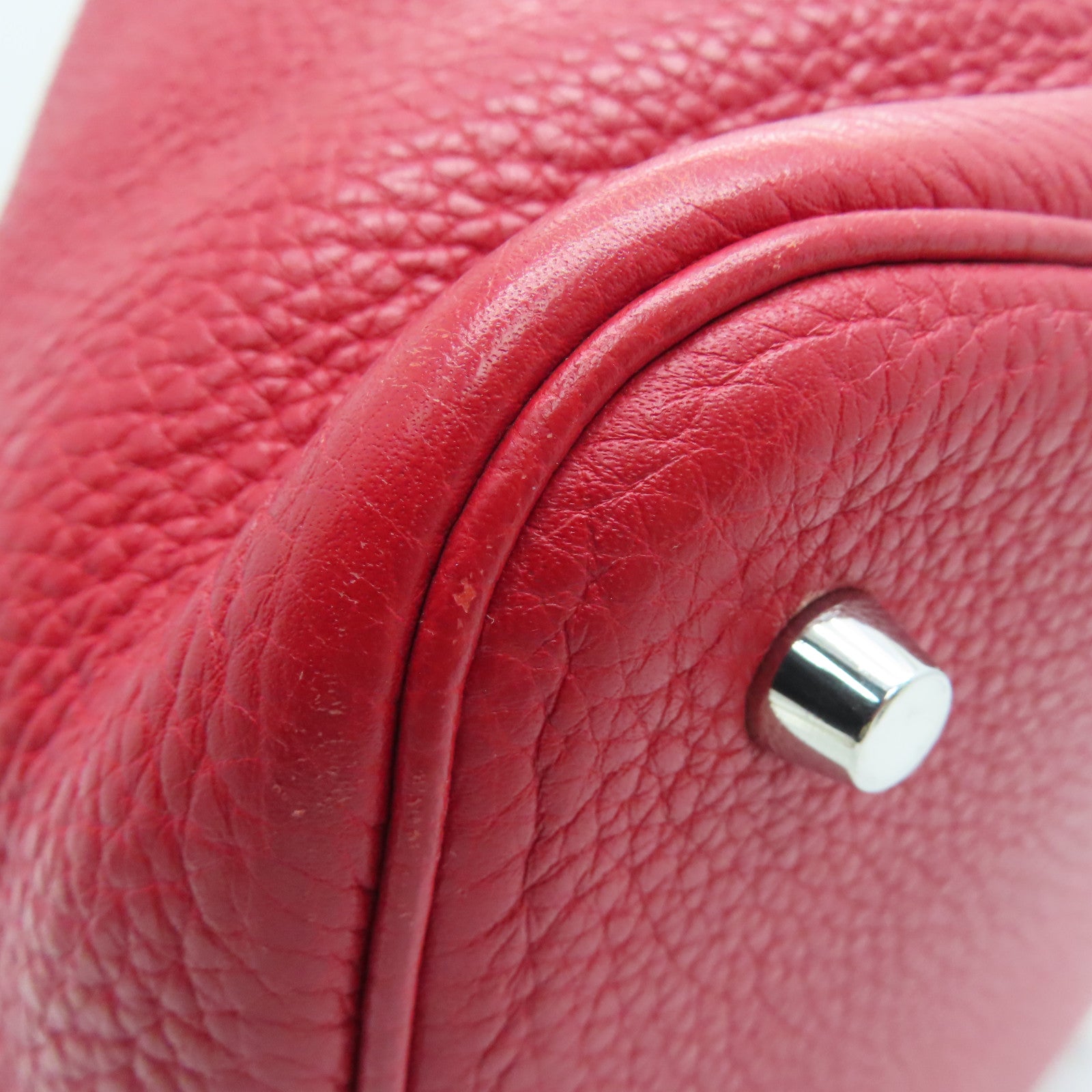 HERMES 【激减优惠】Clemence皮革Picotin MM银扣手挽袋Rouge Casaque（Q5）/红色
