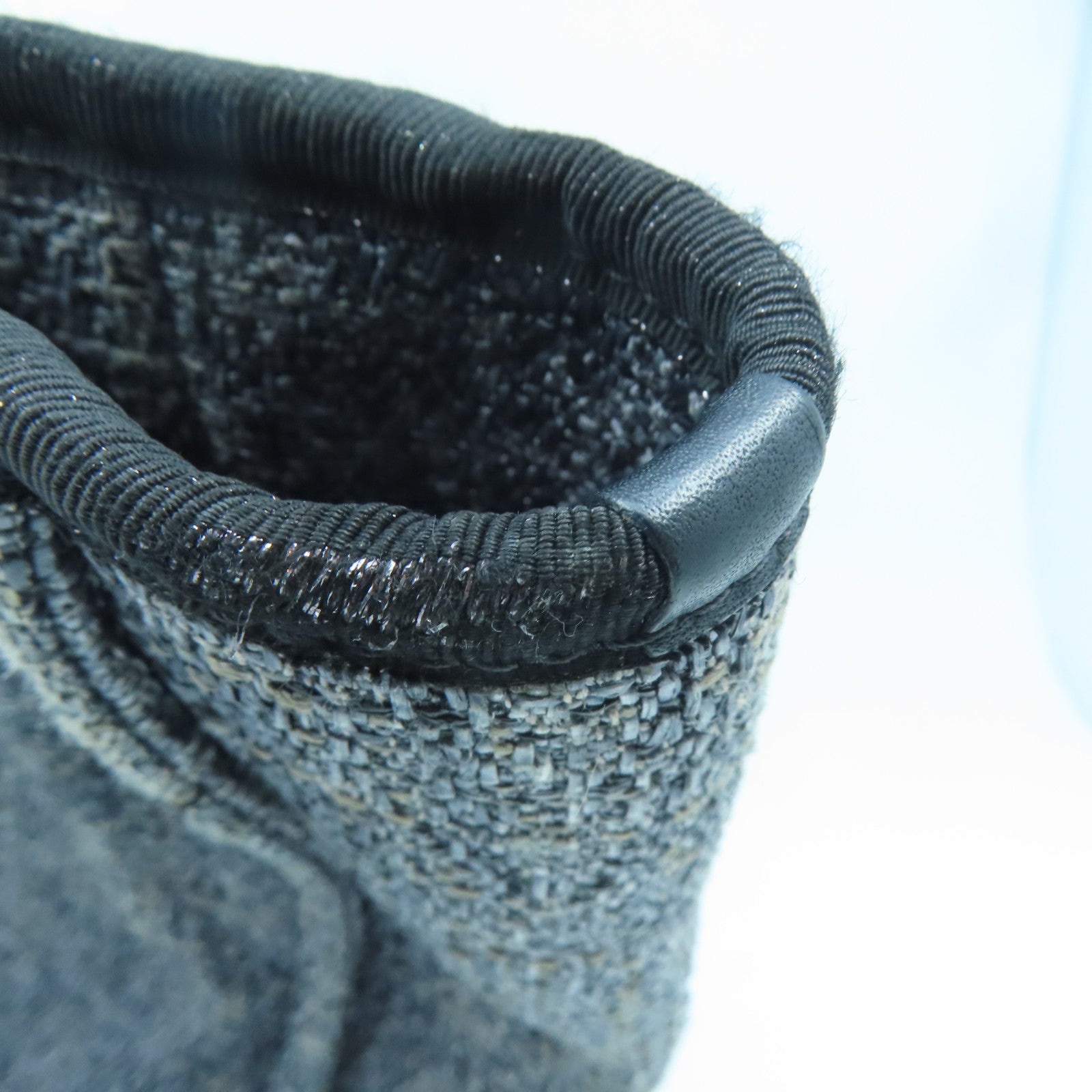 CHANEL canvas Tote Bag gold buckle handle bag blue