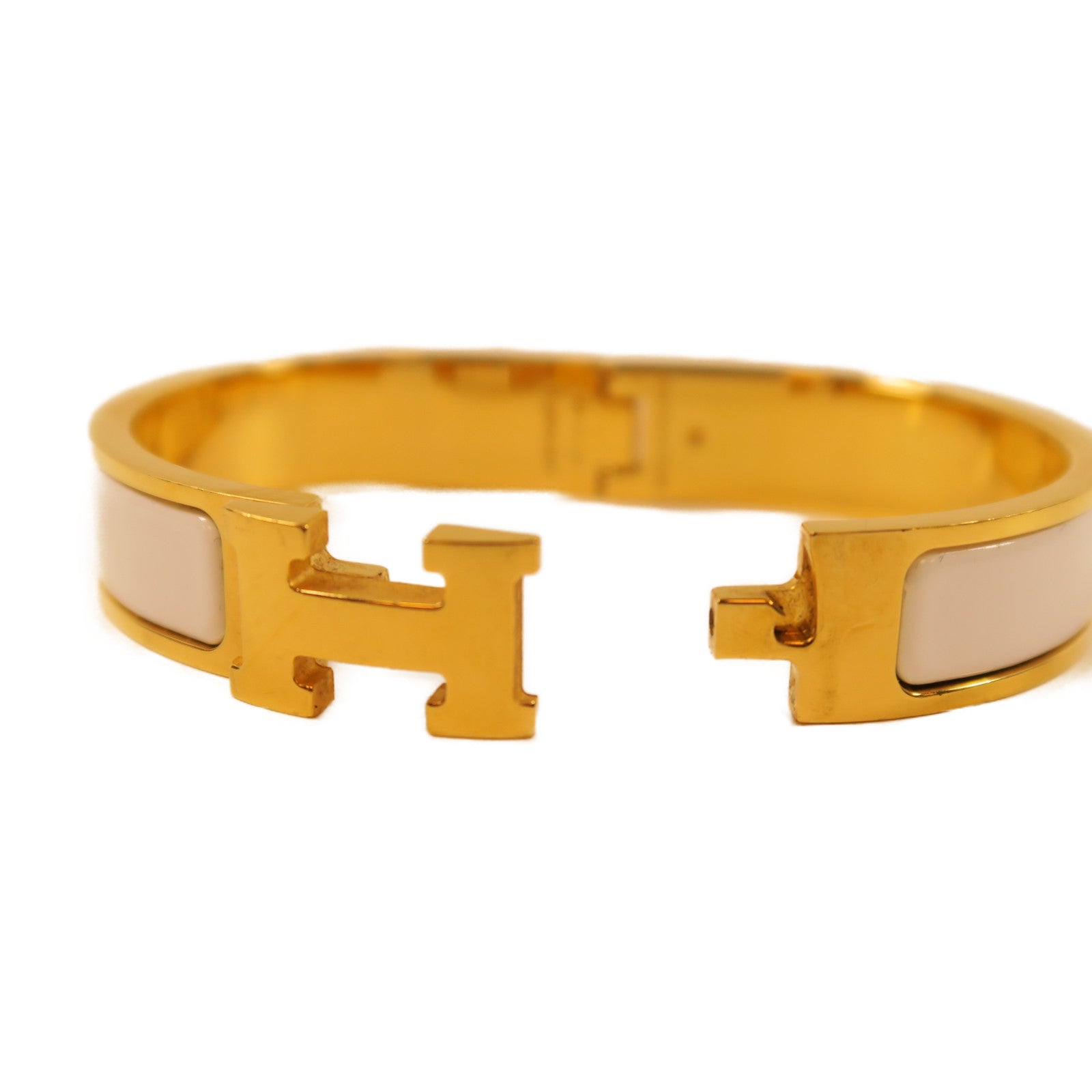 HERMES 金屬Clic H Bracelet手鐲白色/金色