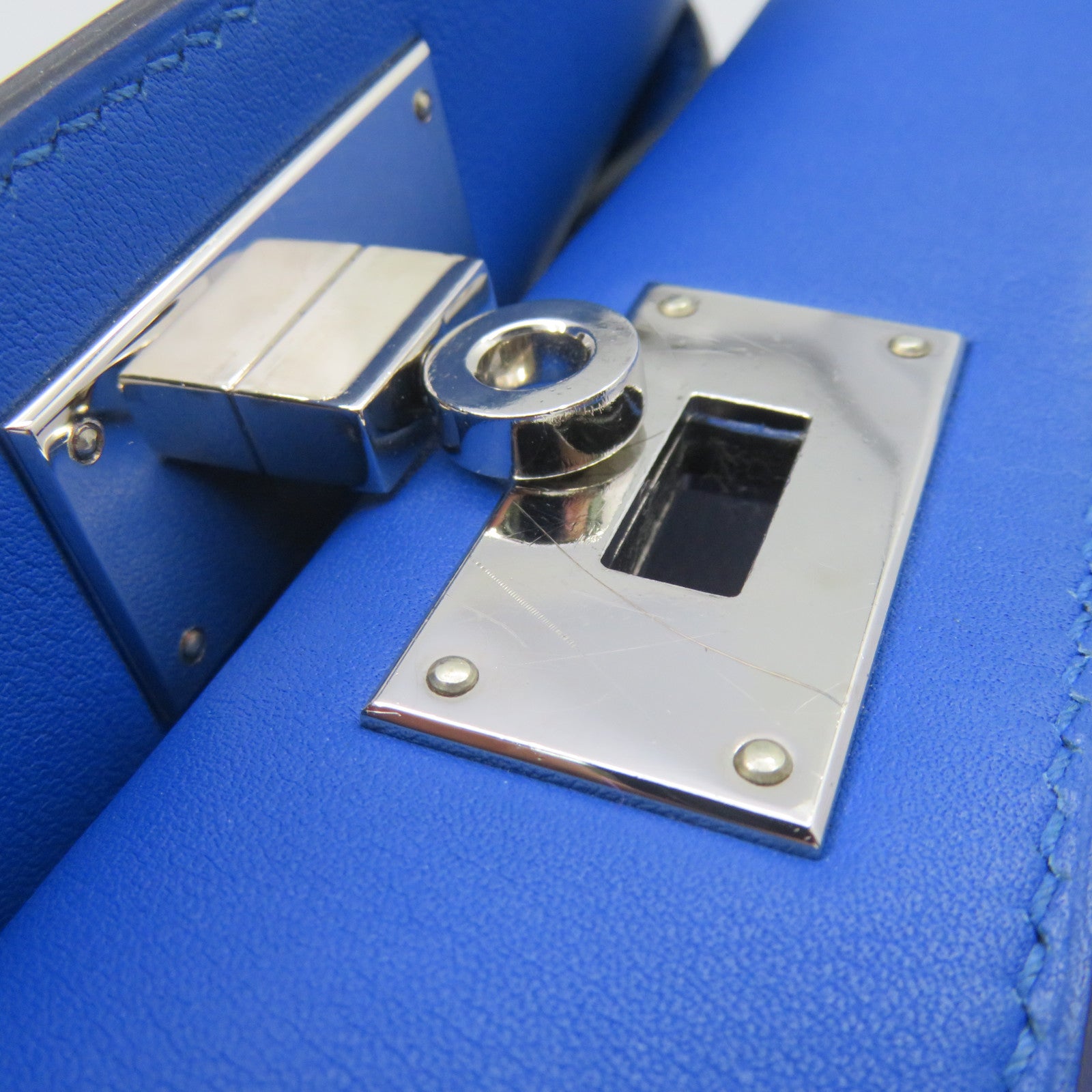 HERMES Swift皮革Toolbox 20 2Way Shoulder Bag银扣手挽肩背两用袋Bleu Zellige蓝紫色