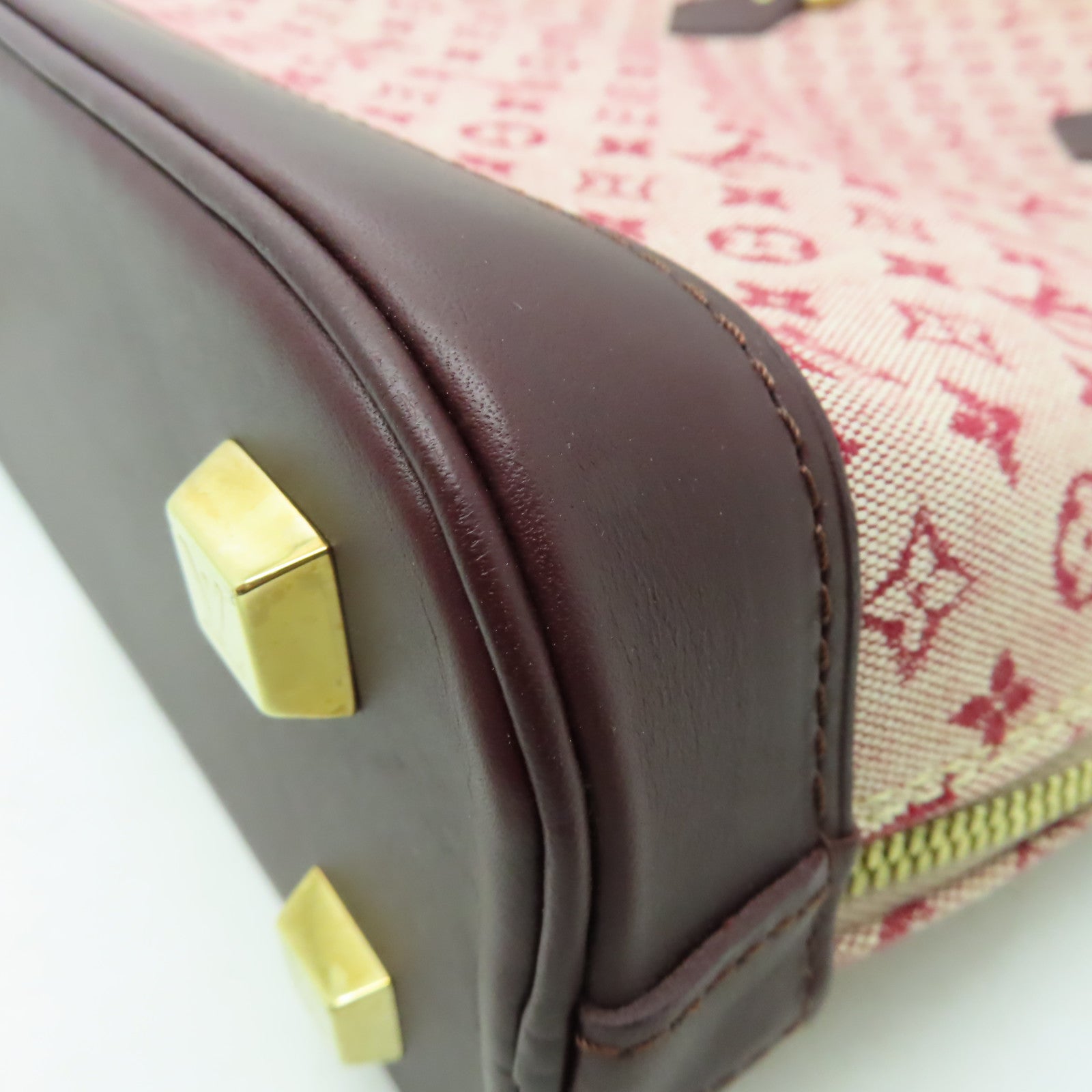 LOUIS VUITTON Monogram Alma Haut金扣手挽袋酒紅色