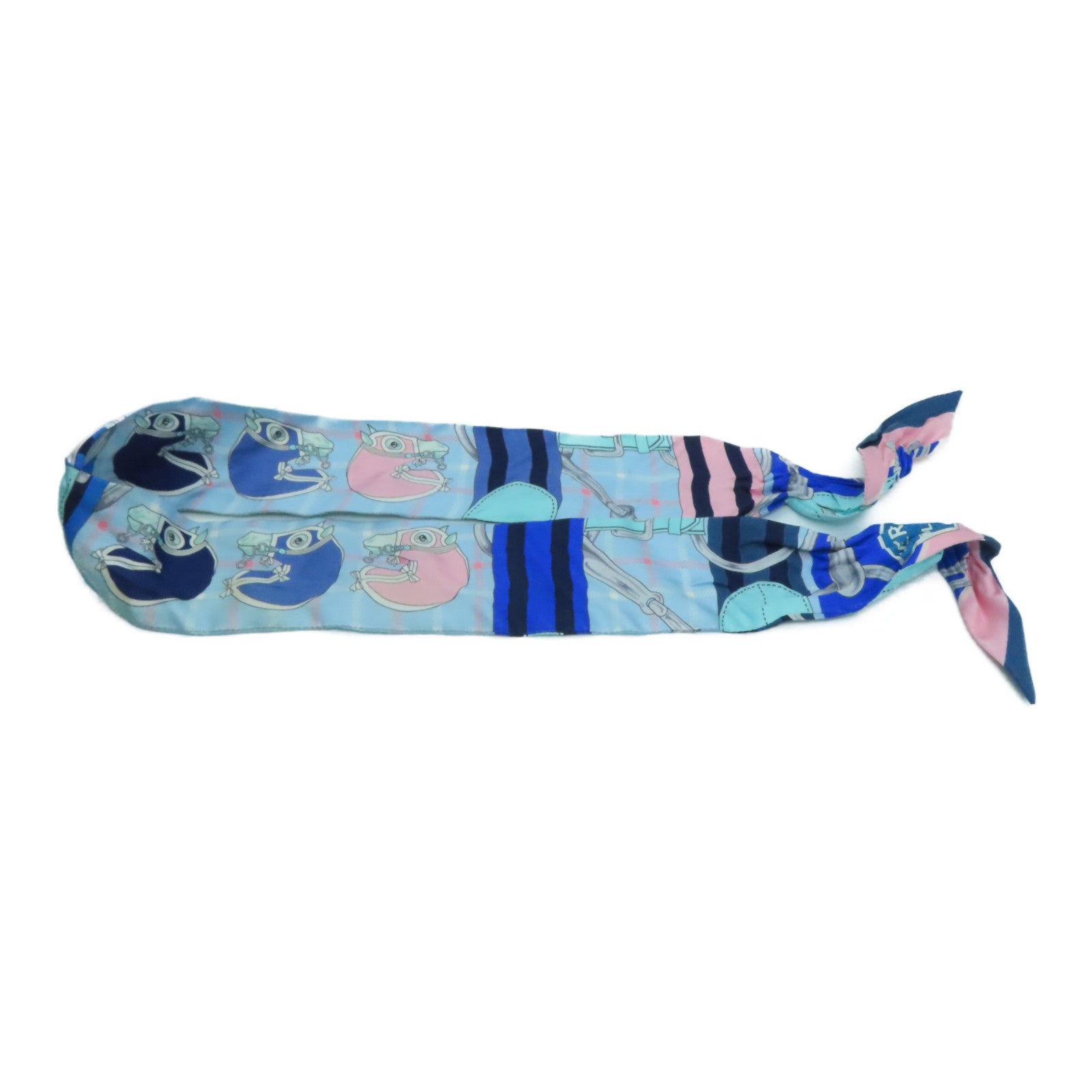 HERMES Silk Twilly Scarf Blue/Pink