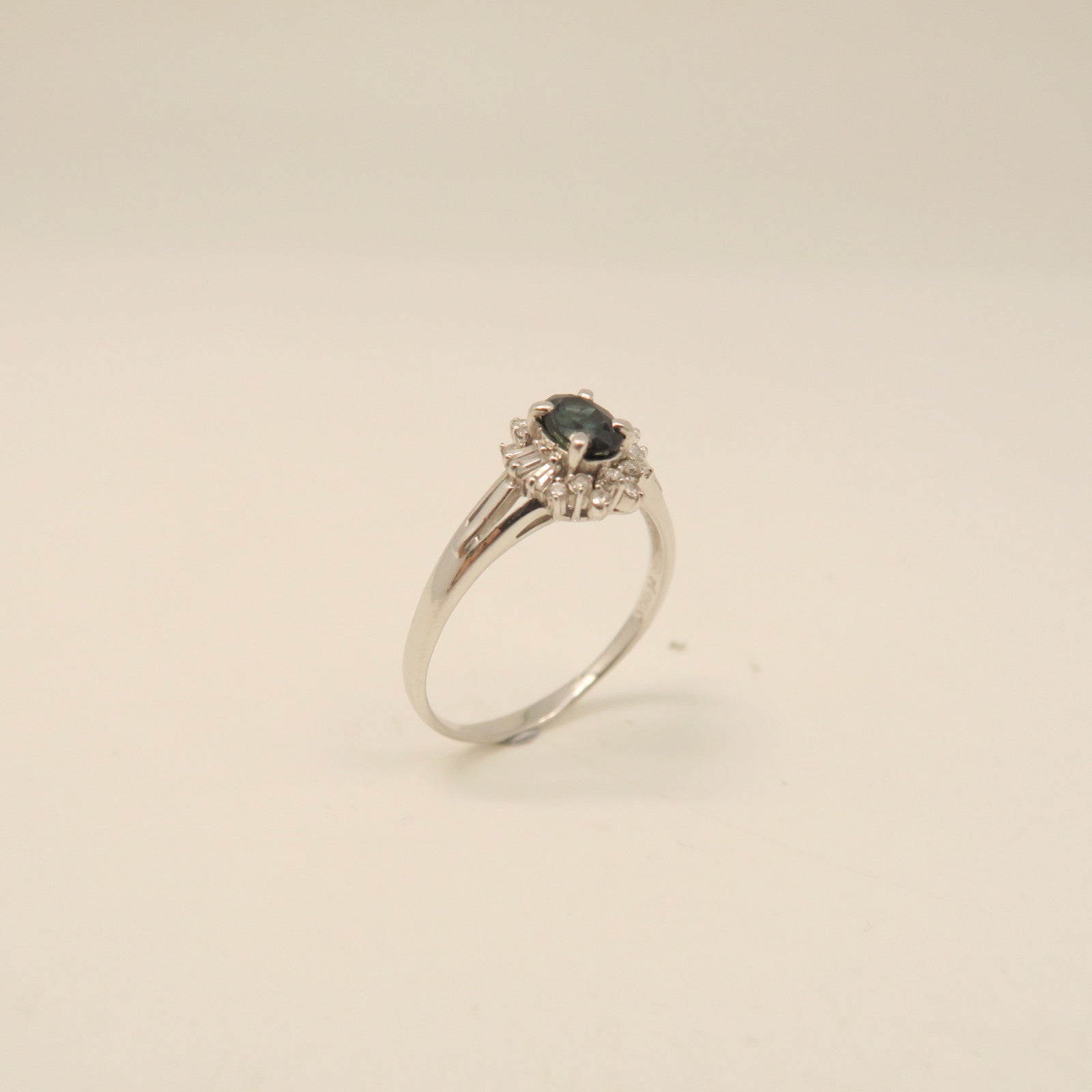 JEWELRY PT900鉑金Sapphire Diamond Ring藍寶石/鑽石戒指US#9.5