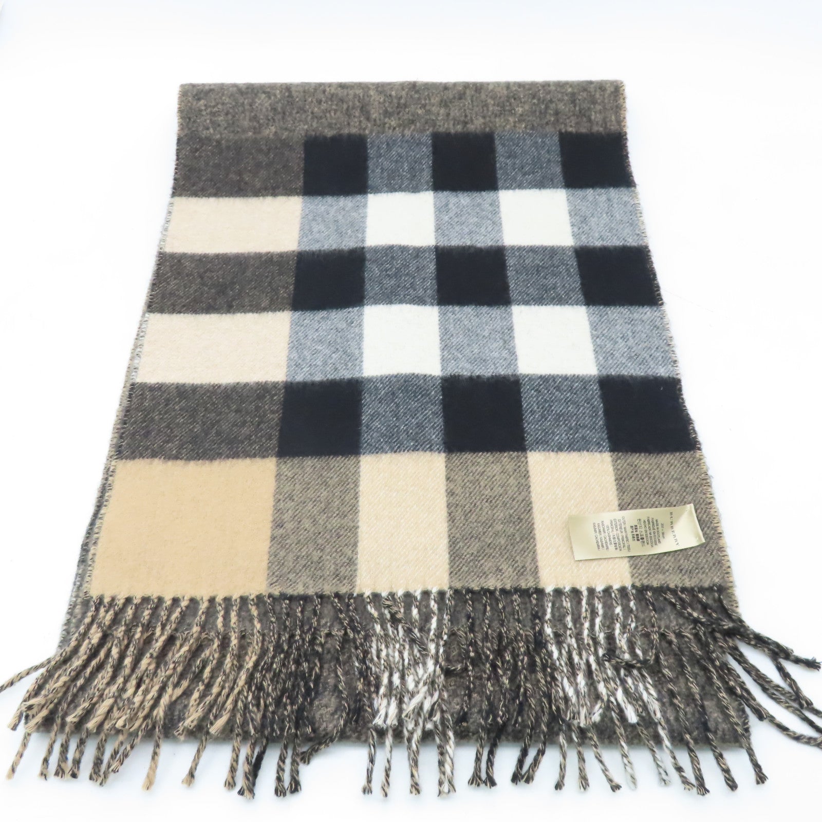 BURBERRY 羊絨Scarf圍巾啡色/卡其色