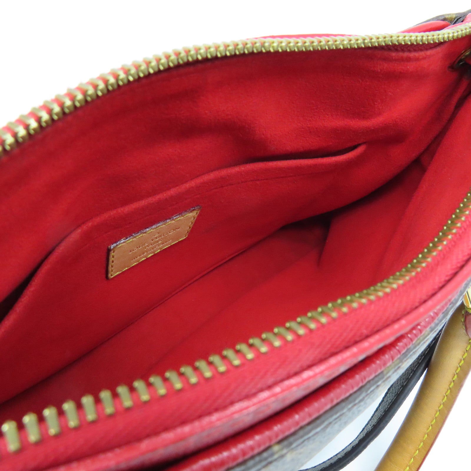LOUIS VUITTON Monogram Pallas BB Gold Buckle Handle Shoulder Bag Brown/Red