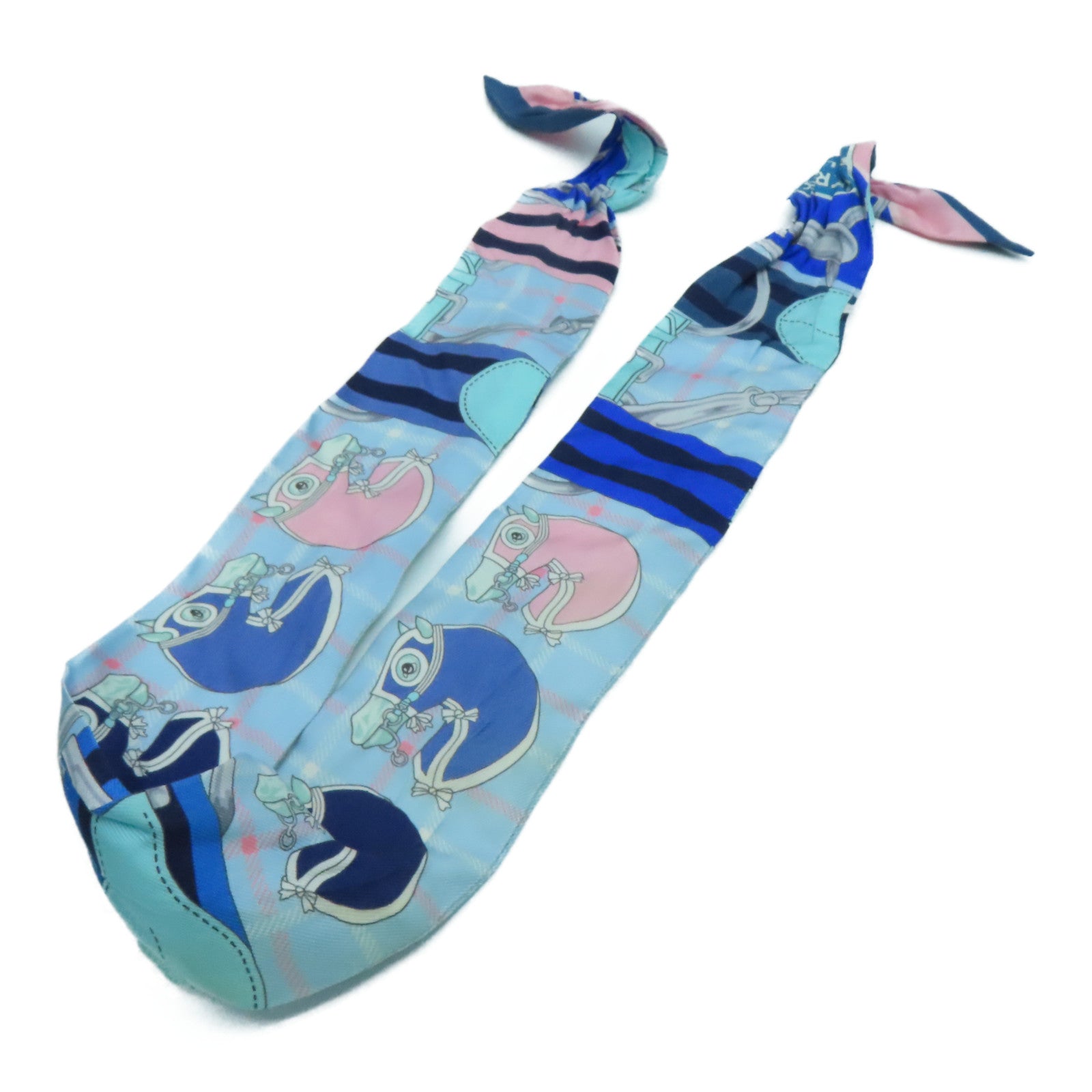 HERMES Silk Twilly Scarf Blue/Pink