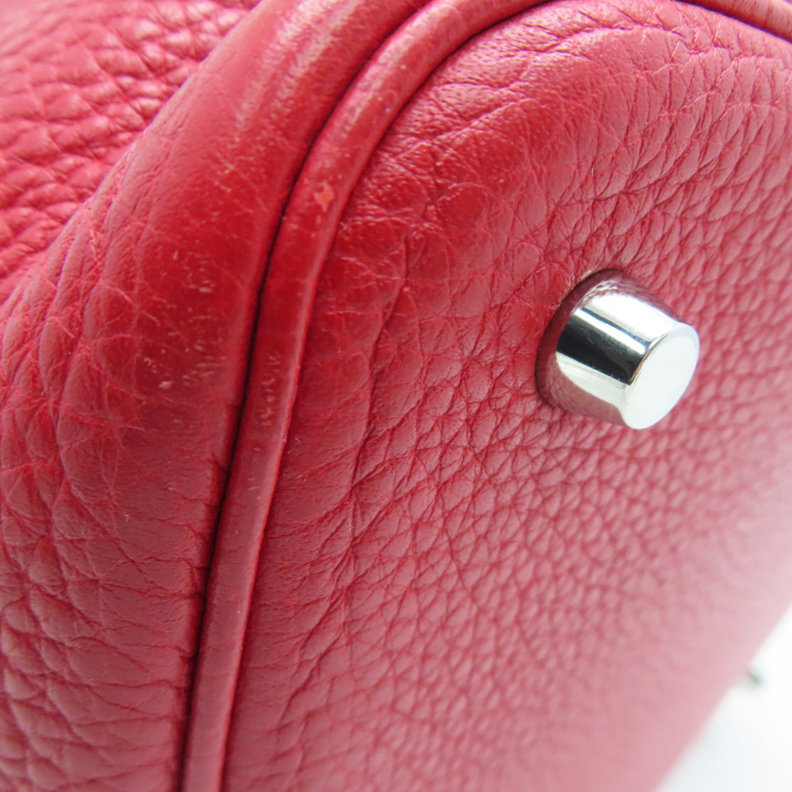HERMES 【激减优惠】Clemence皮革Picotin MM银扣手挽袋Rouge Casaque（Q5）/红色