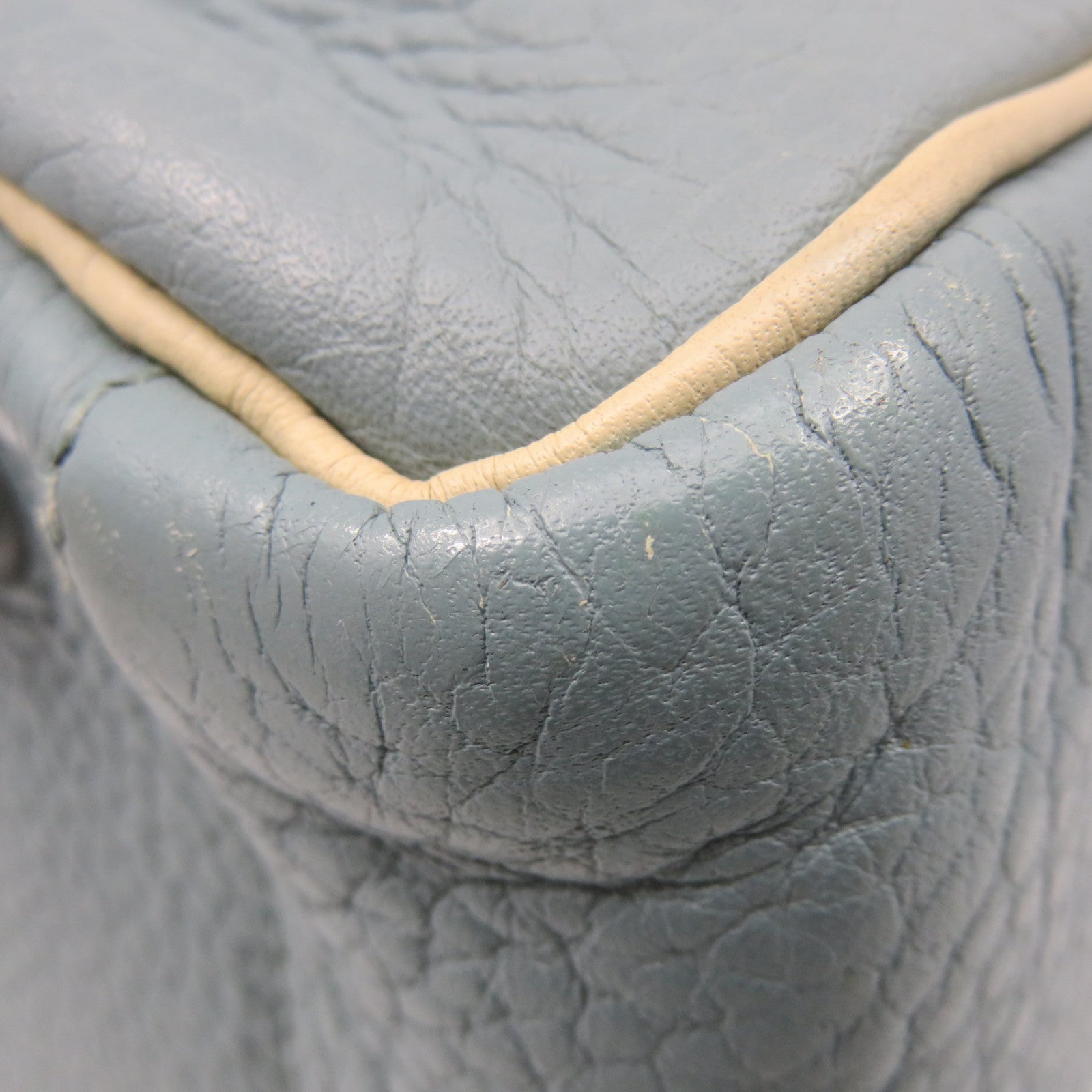 HERMES Clemence皮革Lindy 30 Shoulder Bag银扣肩背袋Ciel/Parchemin米白色/蓝色