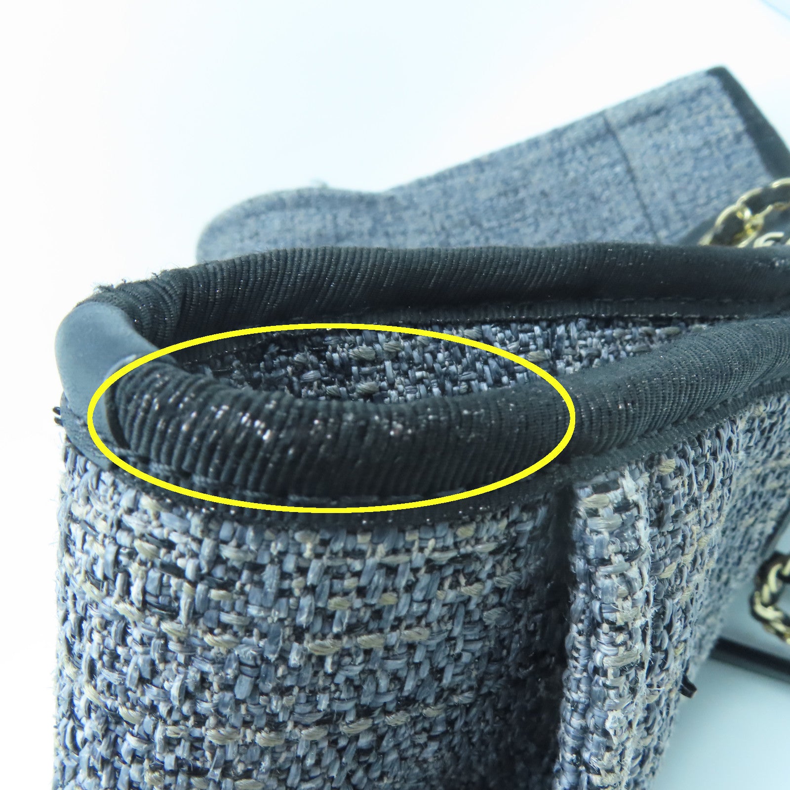 CHANEL canvas Tote Bag gold buckle handle bag blue