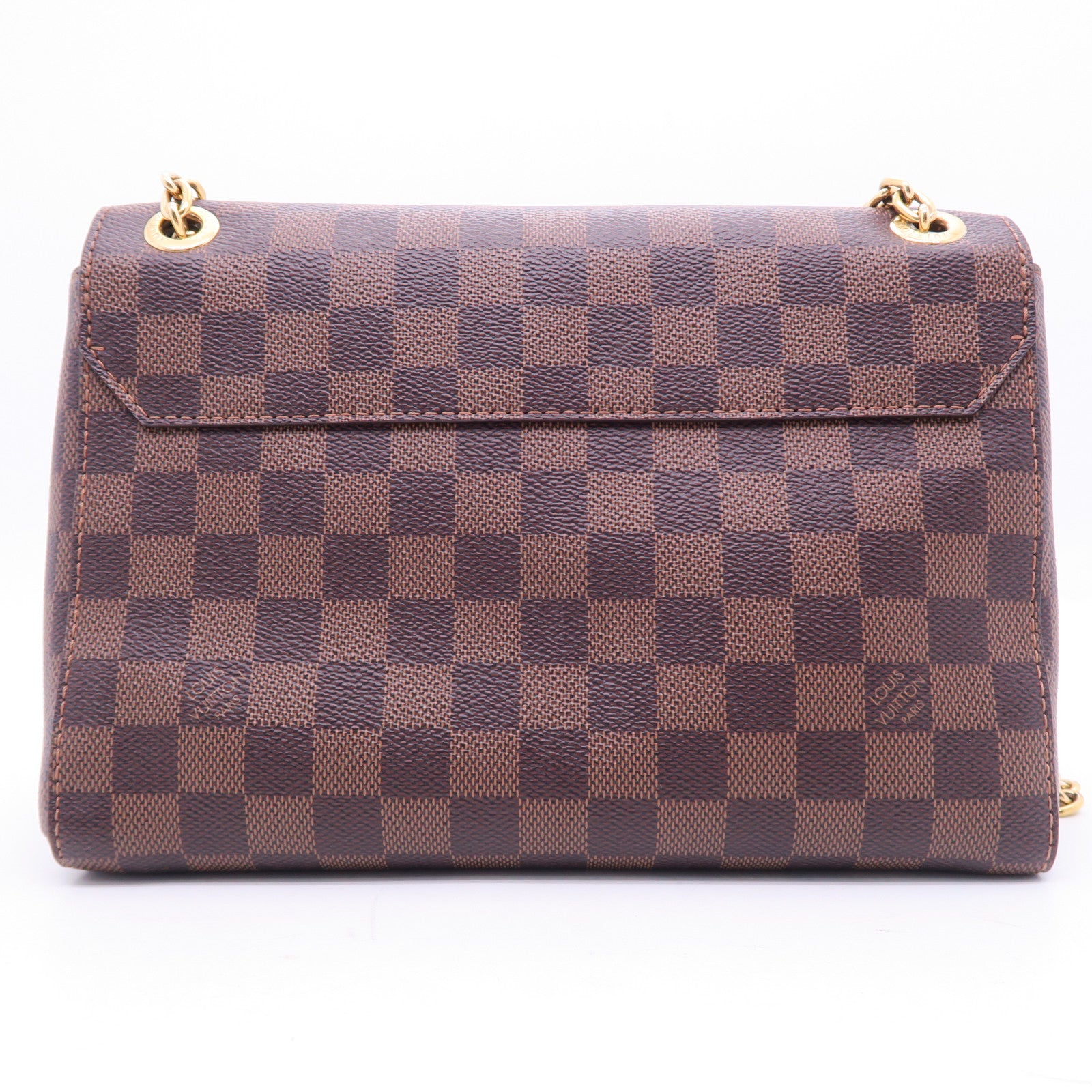LOUIS VUITTON Damier Vavin PM金扣鏈帶手挽肩背兩用袋啡色
